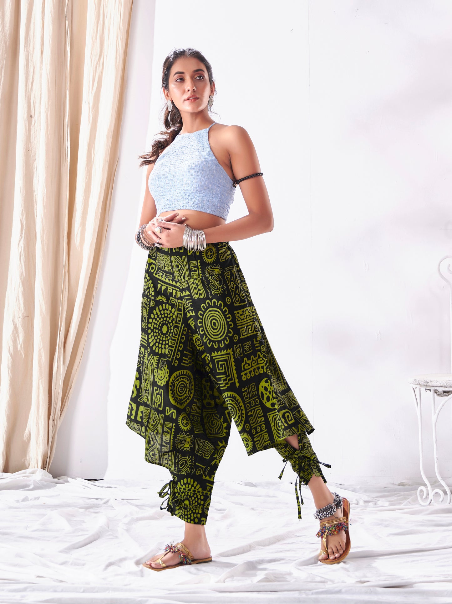 Buy Women's Arabic Neon Green Boho Baggy Harem Track Pant Unisex Yoga Dance Freesize Track Pant