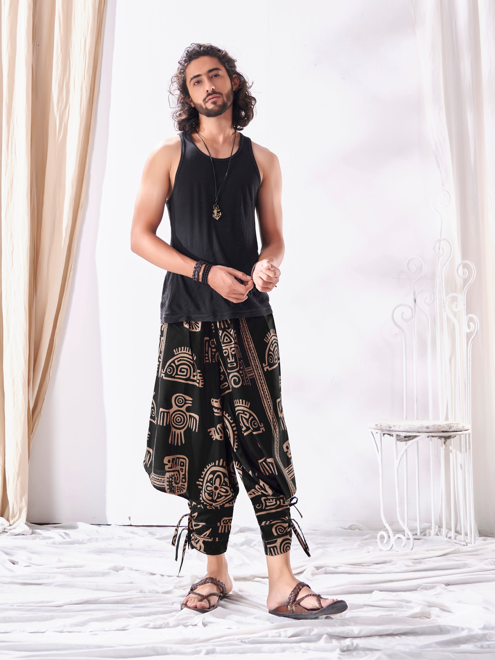 ✓ Boho Style High Waist Petrol Cotton Pants for Men | Sustanaible  Fashion【Wynwood Tribe】 – wynwoodtribe