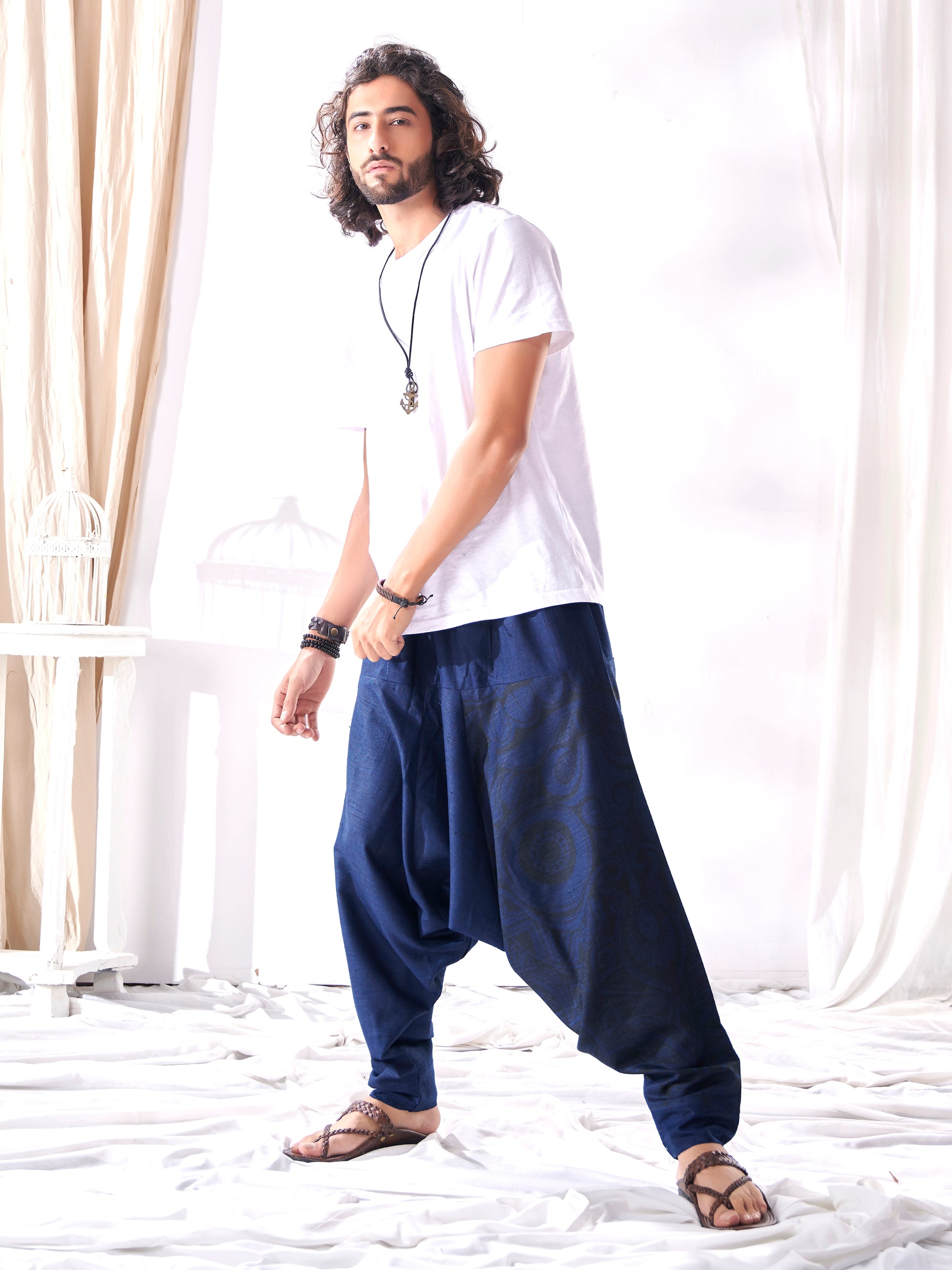 Buy Men's Casual Hippy Boho Baggy Tibetan Harem Pant For Yoga Dance Travel Track