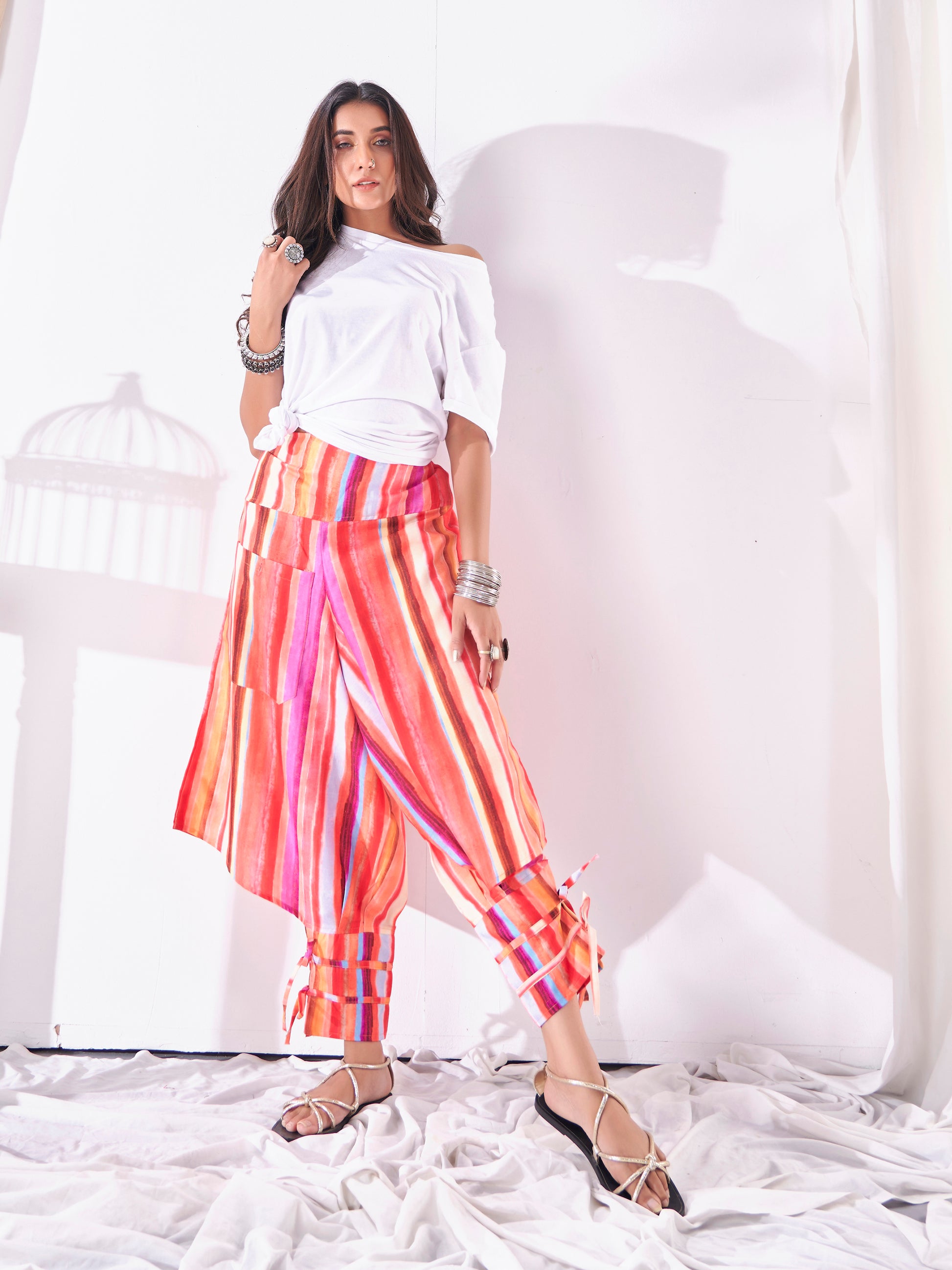Buy Women's Women's Multi Coloured Cut Out Boho Hippy Harem Pants For Dance Travel Yoga