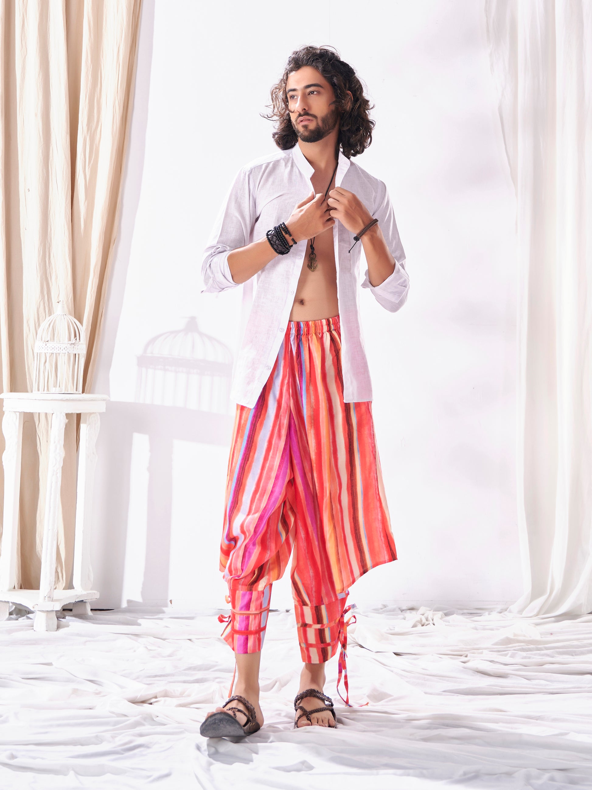 Buy Men's Multi Coloured Cut Out Boho Hippy Harem Pants For Yoga Dance Travel Unisex Pant