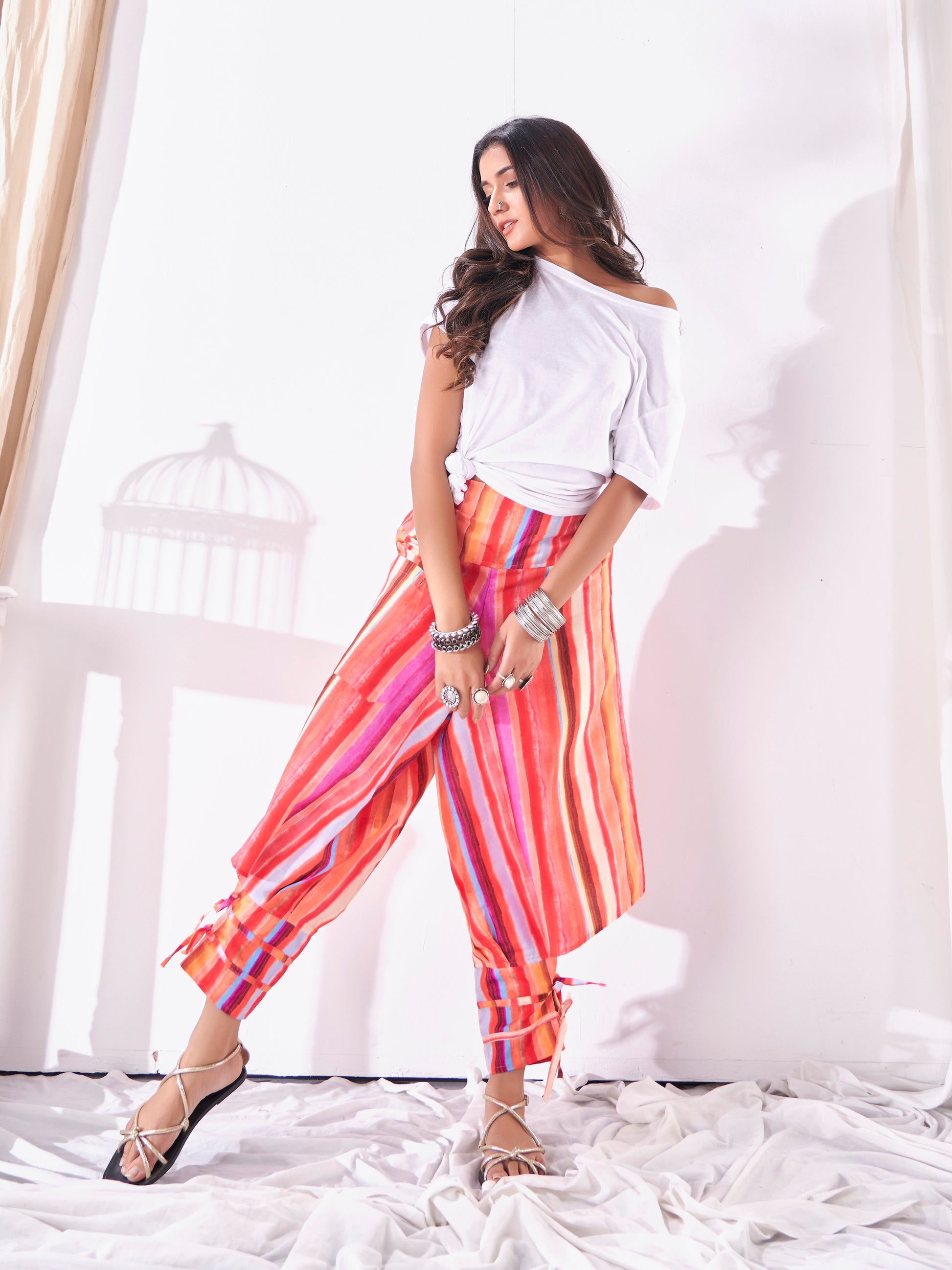 Buy Women's Women's Multi Coloured Cut Out Boho Hippy Harem Pants For Dance Travel Yoga