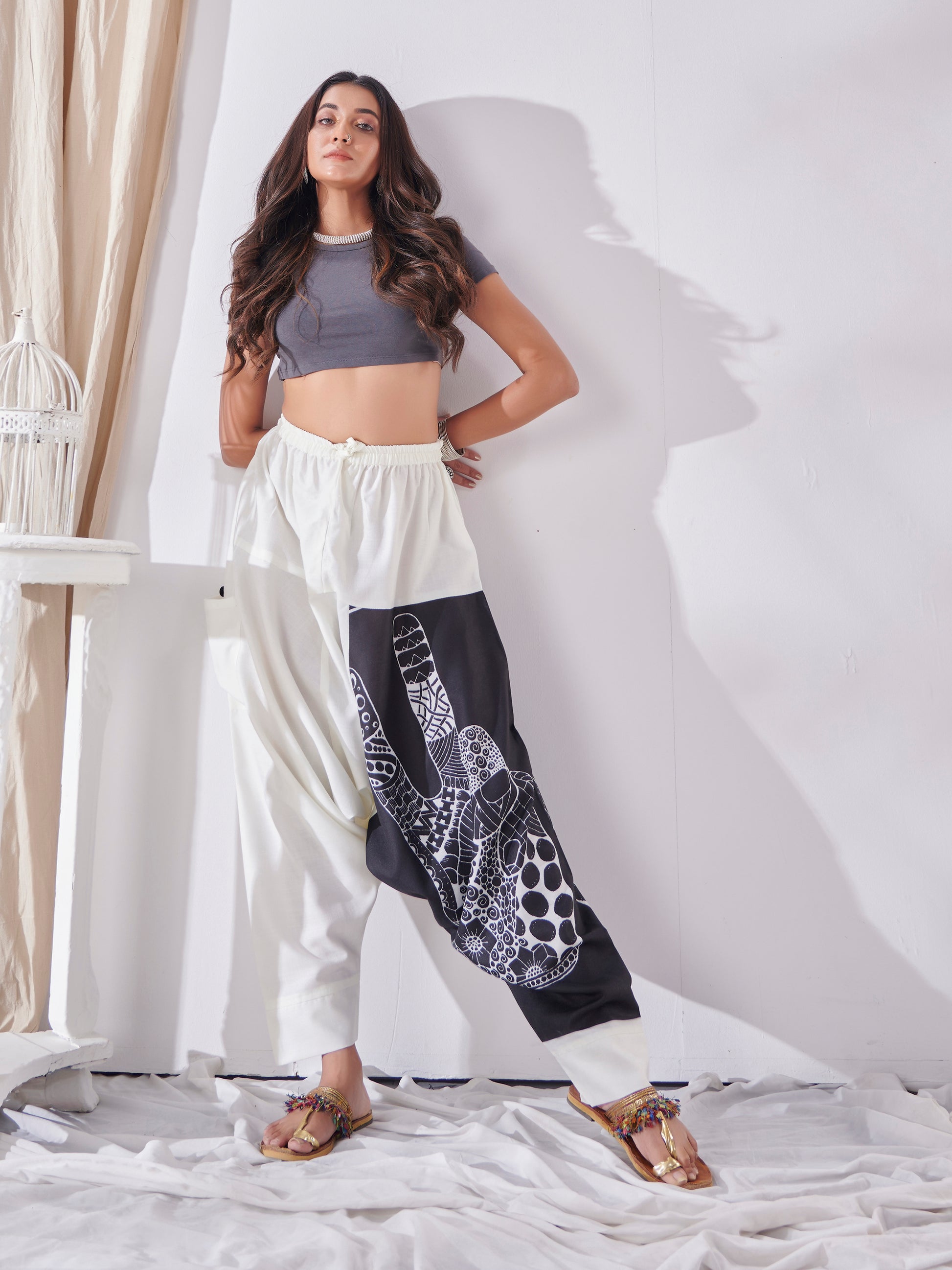 Buy Women's White Genie Aladdin Ninja Hippy Boho Harem Pants For Yoga Dance Travel Unisex Pants