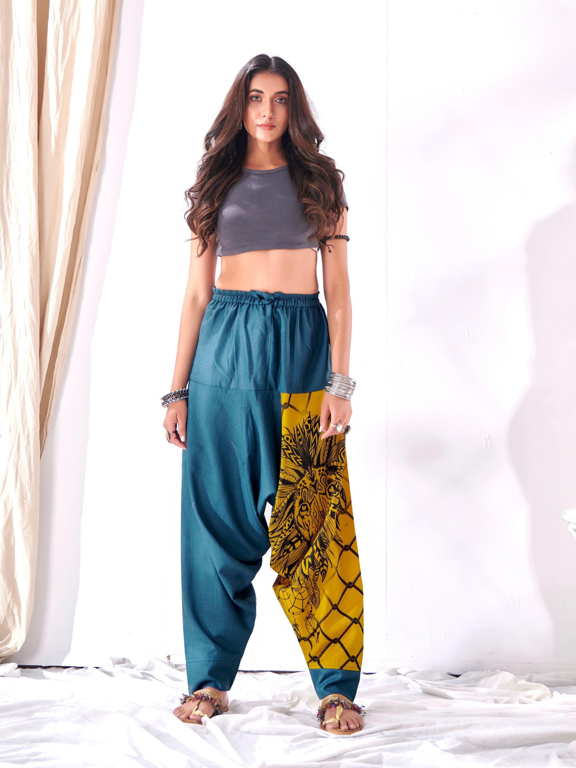 Buy Women's Bohemian Lion Print Hippy Baggy Aladdin Harem Pants For Travel Dance Yoga