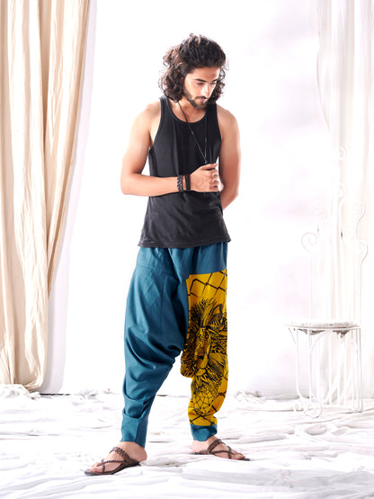 Buy Men's Bohemian Lion Print Hippy Baggy Aladdin Harem Pants For Travel Dance Yoga Unisex Animal Print Pant