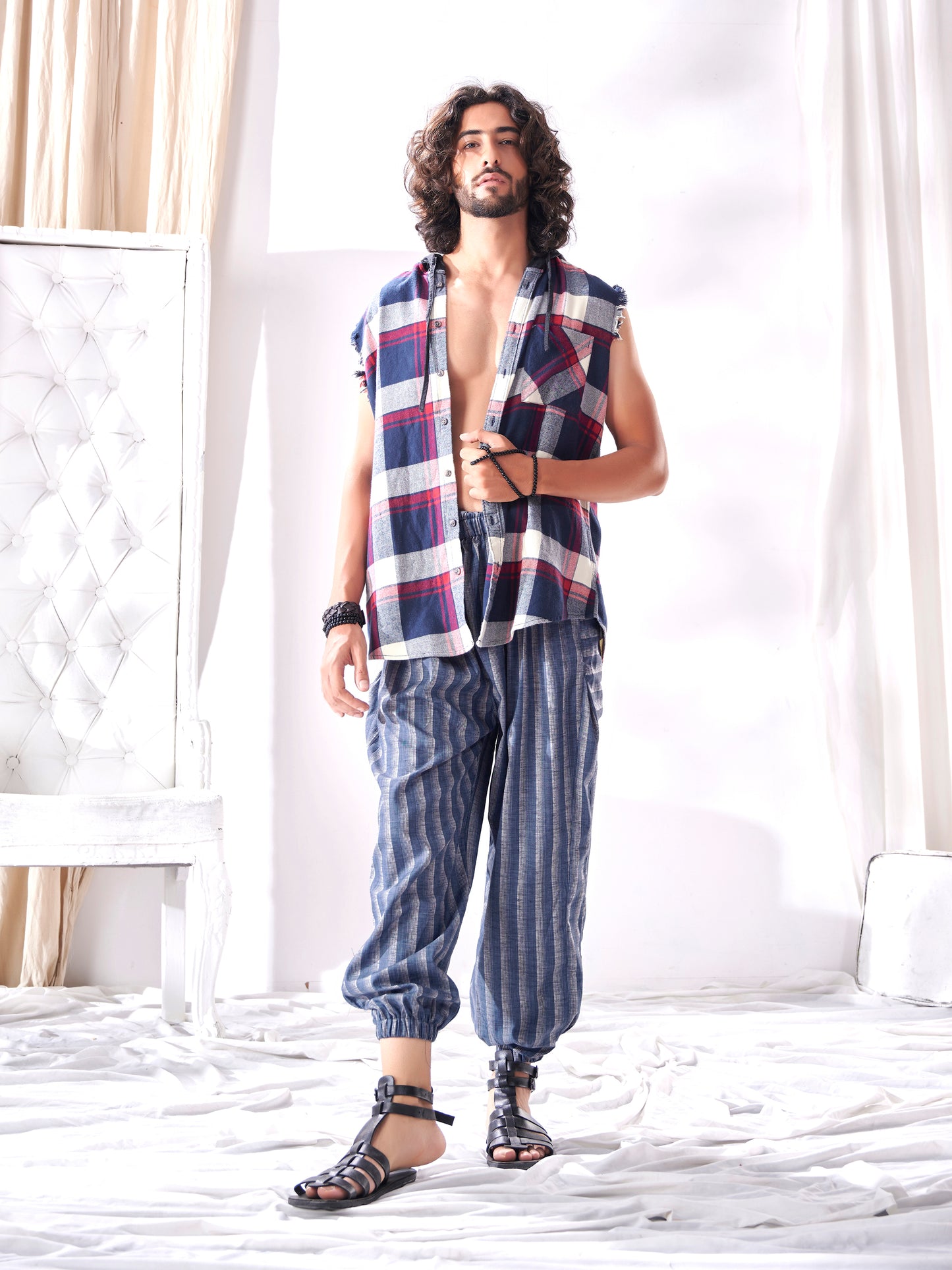 Buy Shades Of Blue Stripes Hoppers Unisex Pants For Men And Women