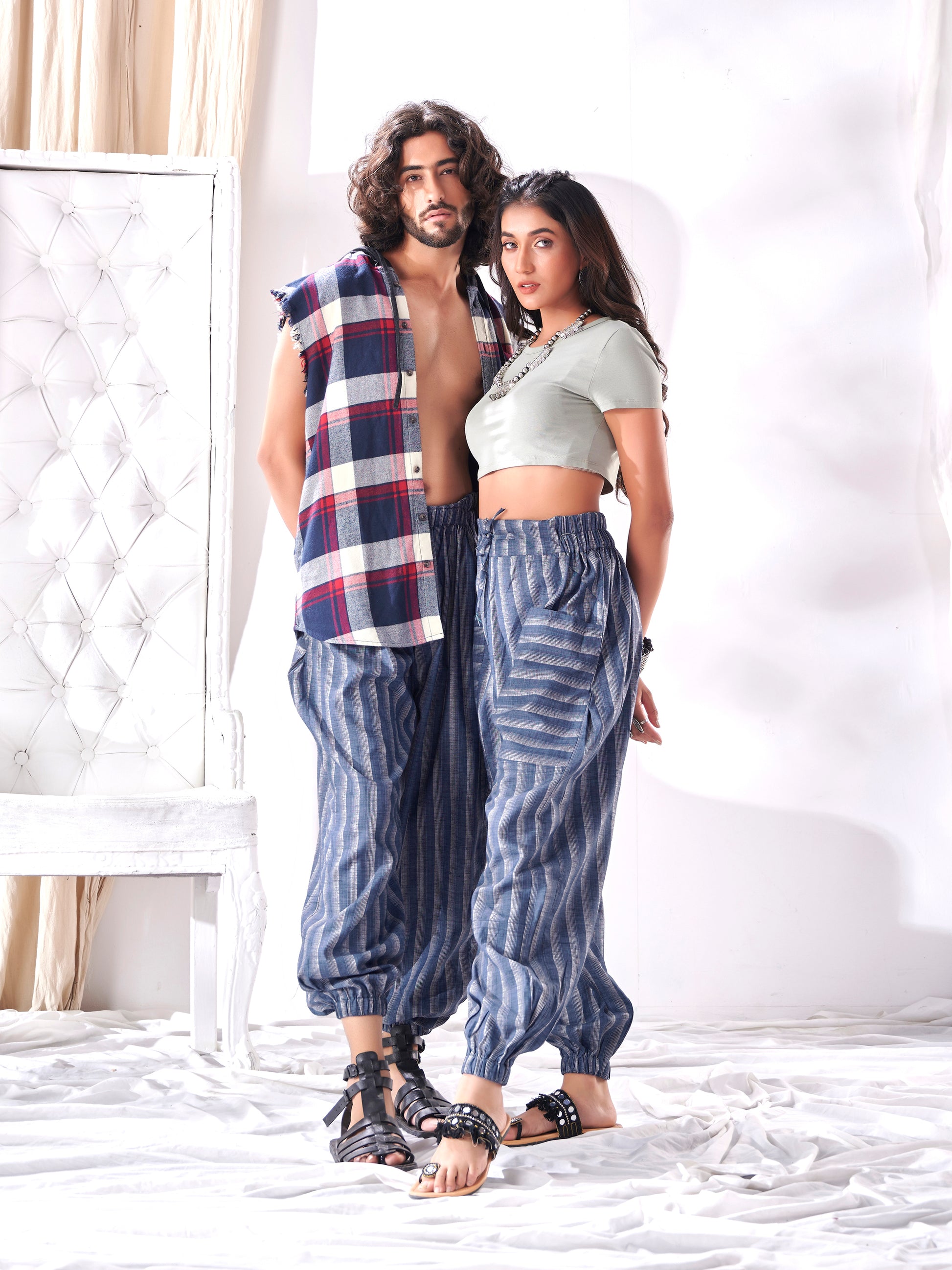 Buy Shades Of Blue Stripes Hoppers Unisex Pants For Men And Women