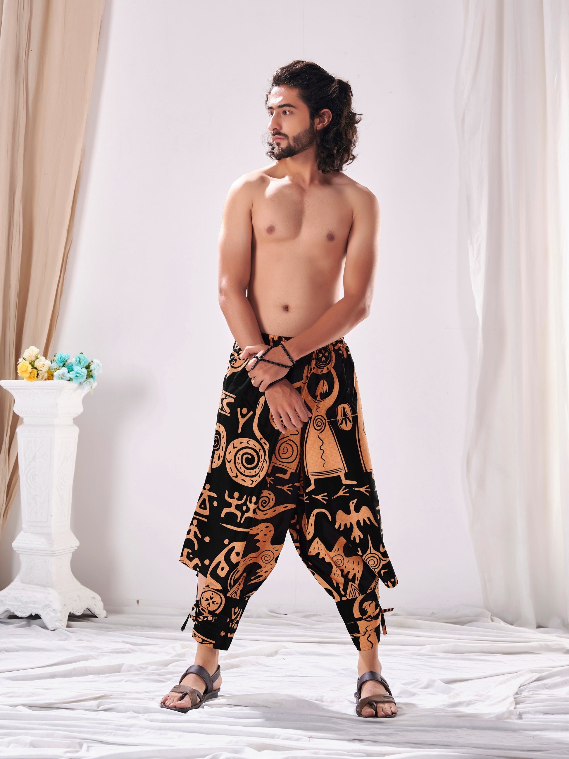 Buy Men's Tribal Print Hippie Harem Balloon Boho Pants For Yoga Dance