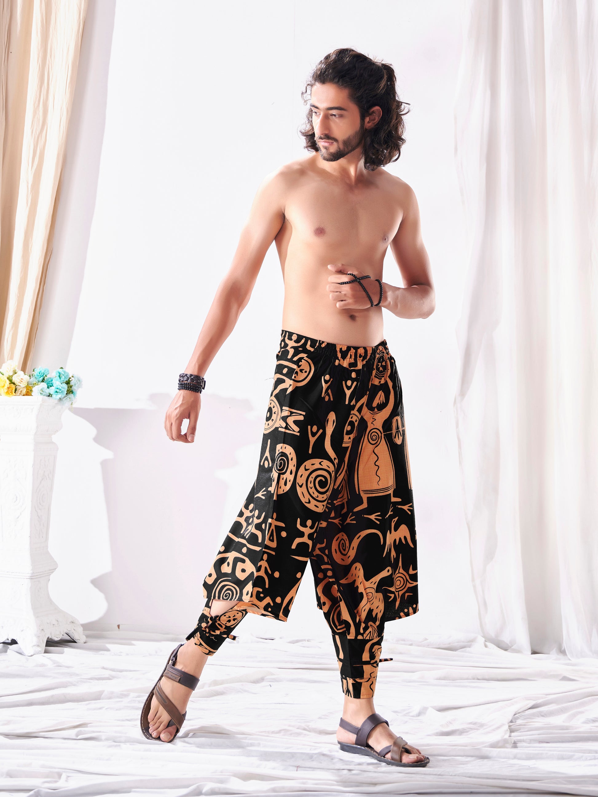 Buy Men's Tribal Print Hippie Harem Balloon Boho Pants For Yoga Dance