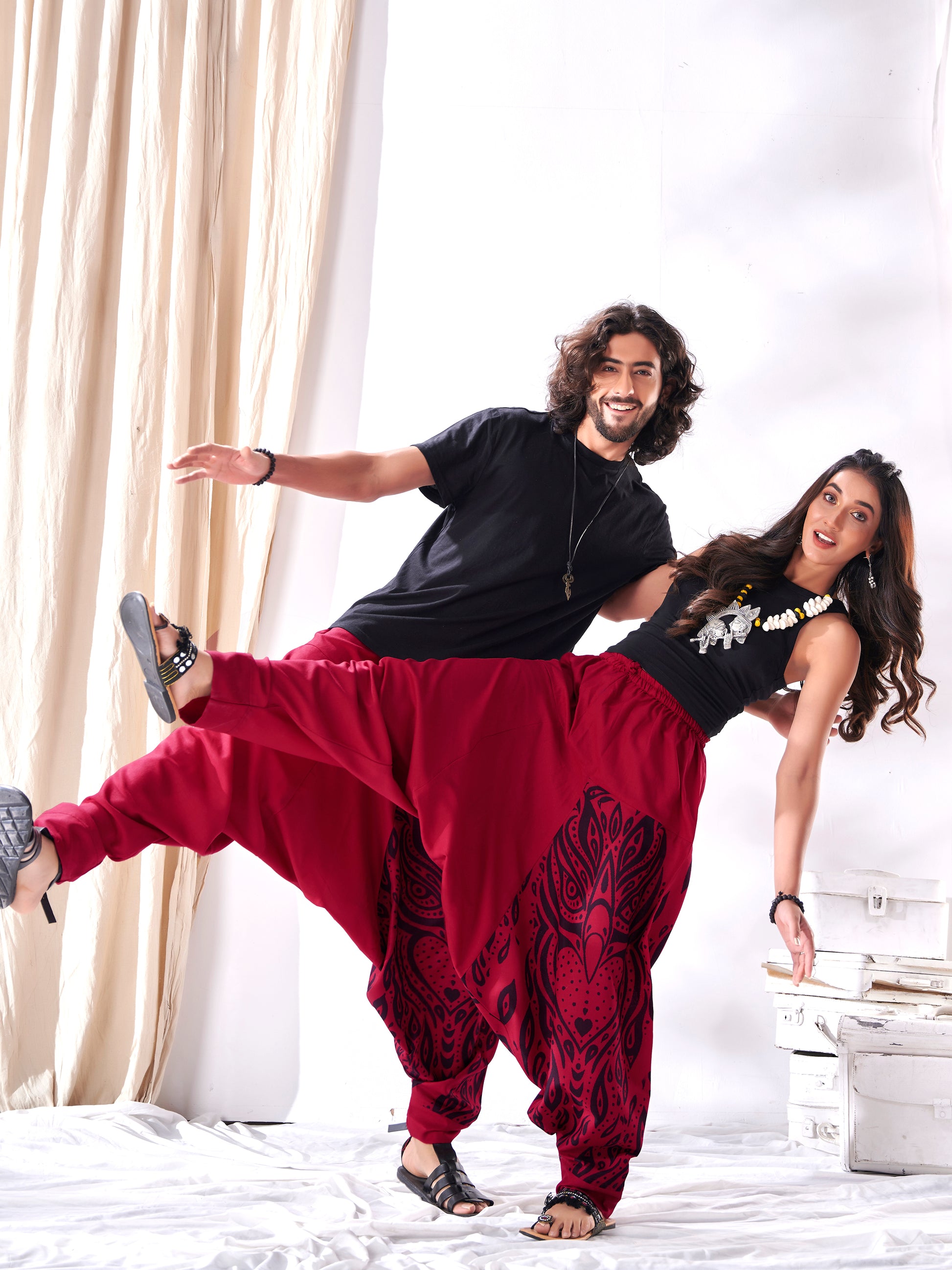 Buy Red Owl Bohemian Hippy Aladdin Balloon Harem Pants For Travel Yoga Dance