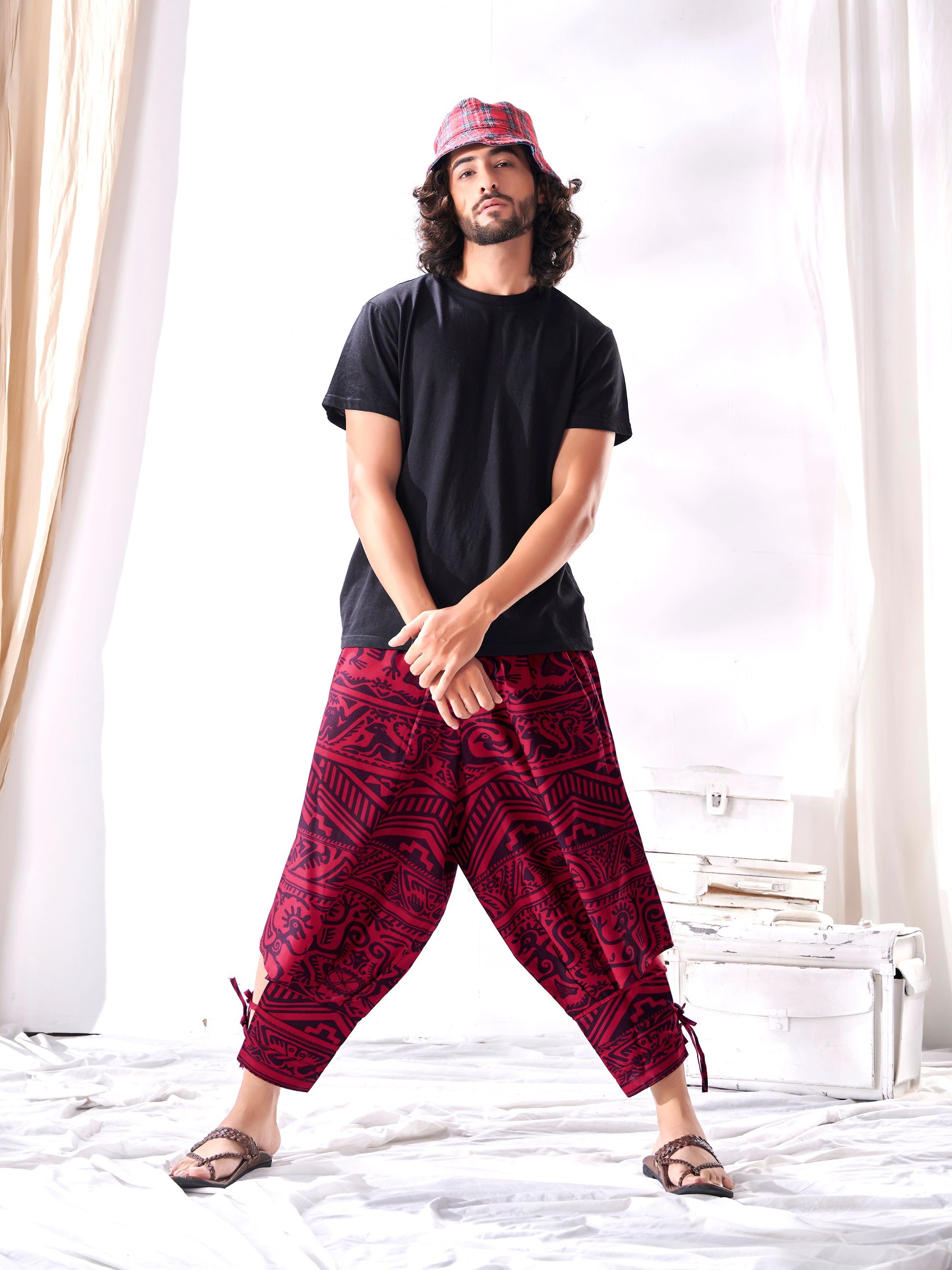 Buy Men's Arabic Vintage Red Boho Baggy Hippy Harem Pants For Dance Travel  Yoga – Enimane