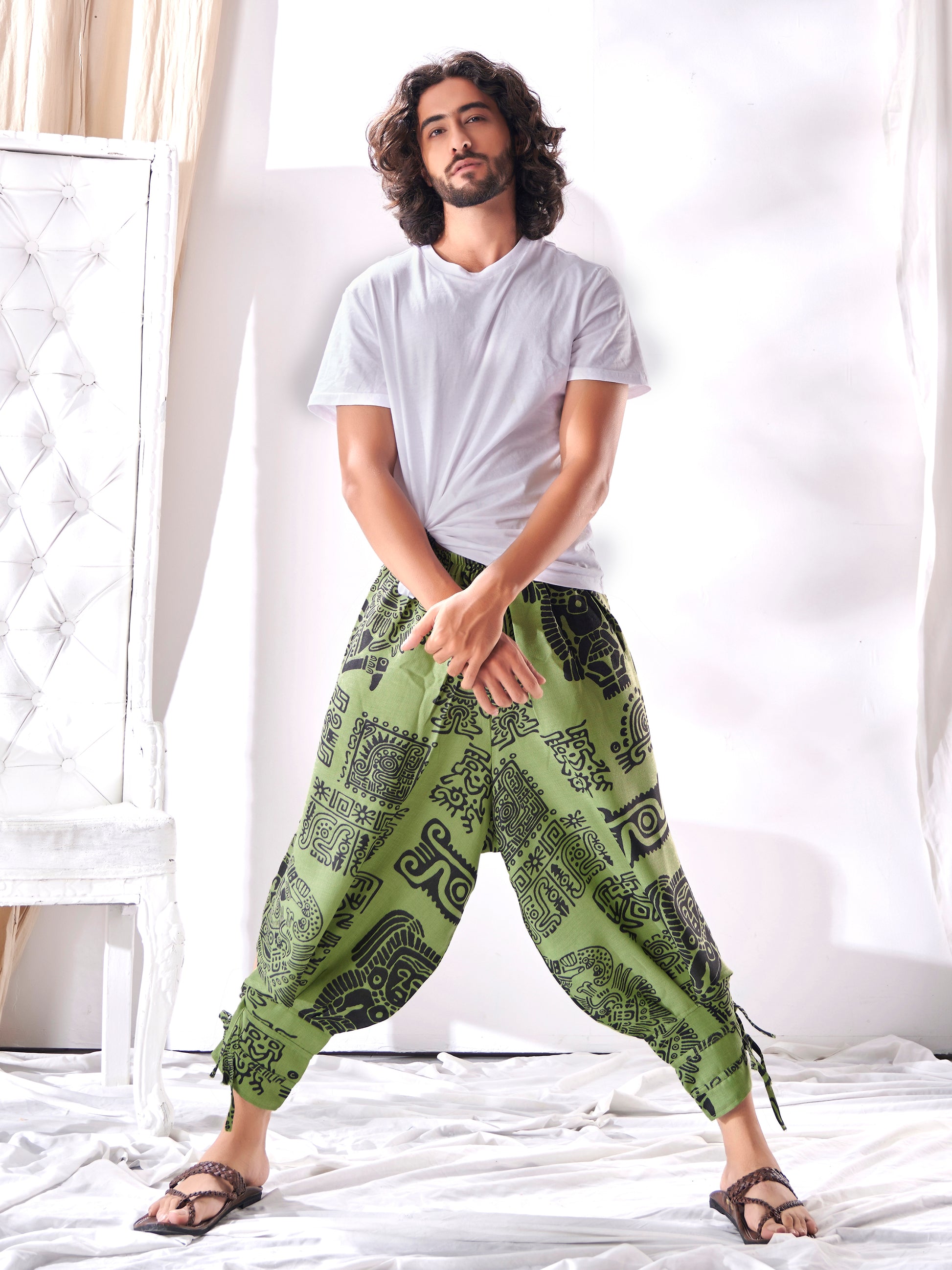 Men's Afghani Arabic Print Bohemian Hippy Harem Pant For Yoga Dance Unisex Travel Track