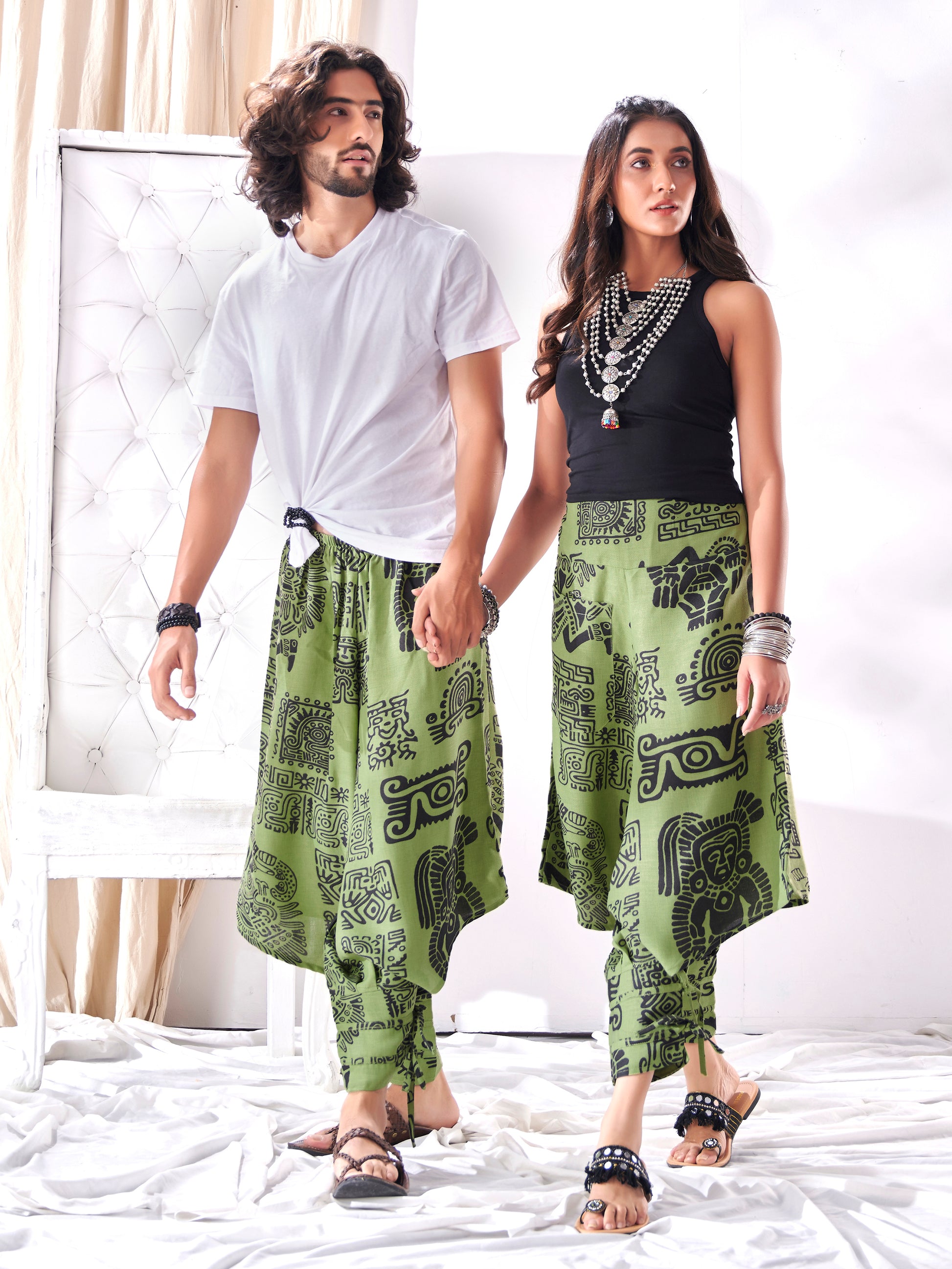 Men's Afghani Arabic Print Bohemian Hippy Harem Pant For Yoga Dance Unisex Travel Track