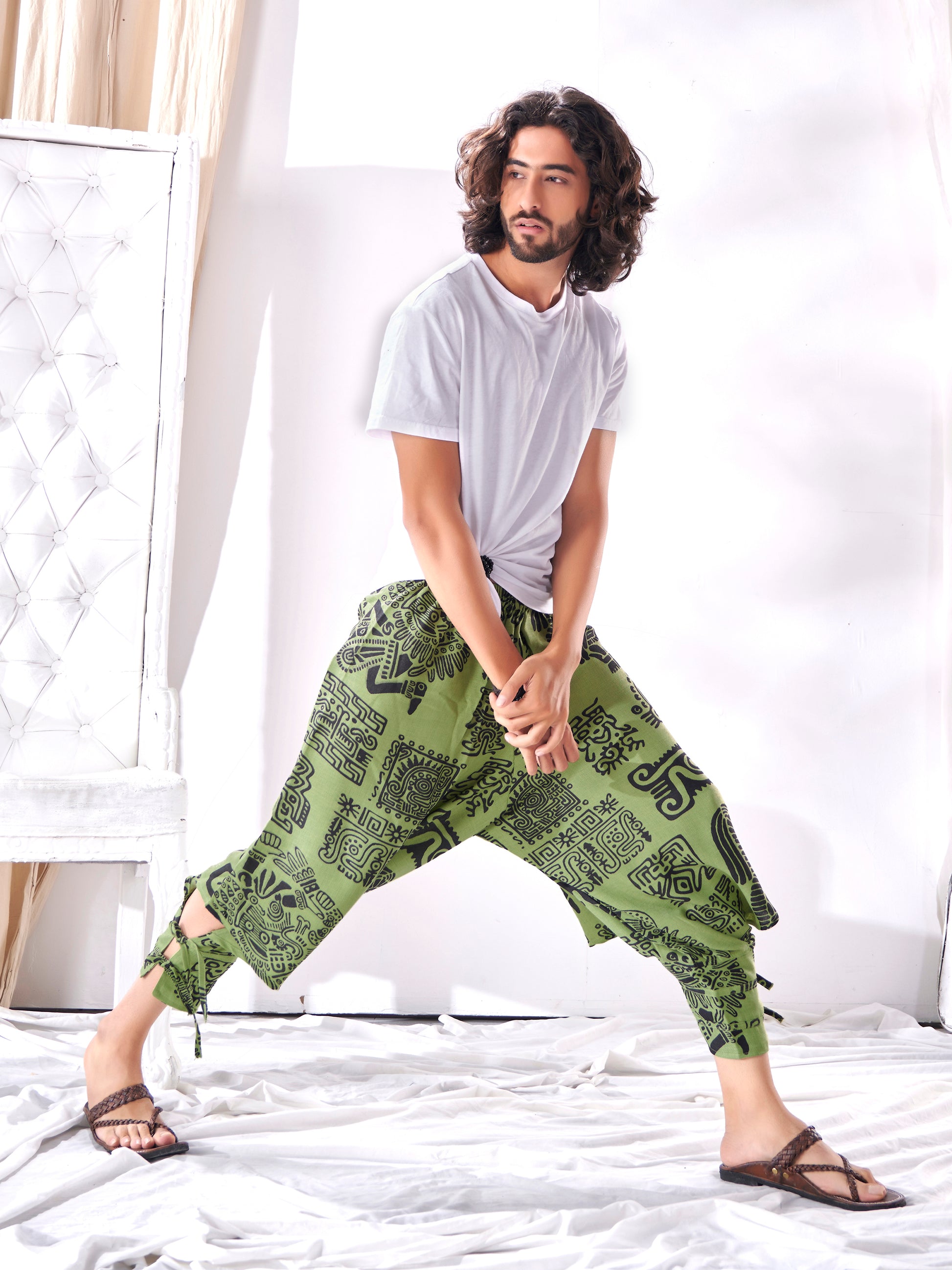 Men's Afghani Arabic Print Bohemian Hippy Harem Pant For Yoga Dance Unisex Travel Track