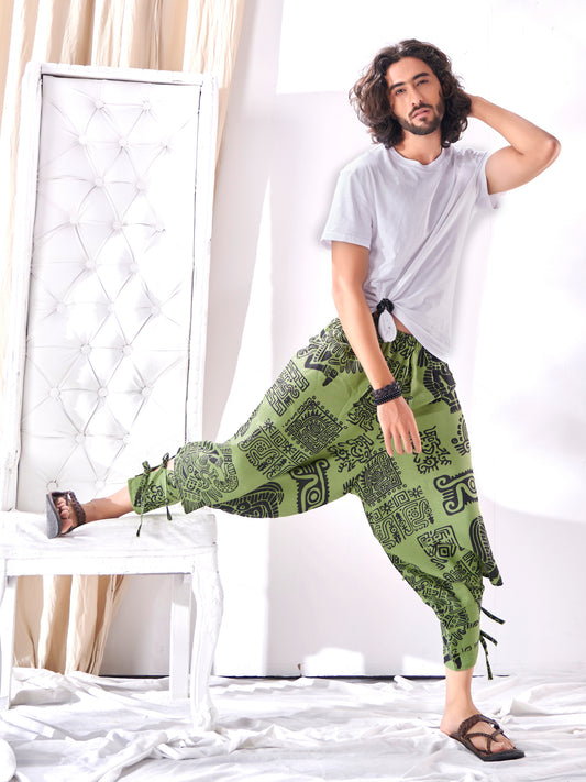 Men's Afghani Arabic Print Bohemian Hippy Harem Pant For Yoga Dance Unisex Travel Track