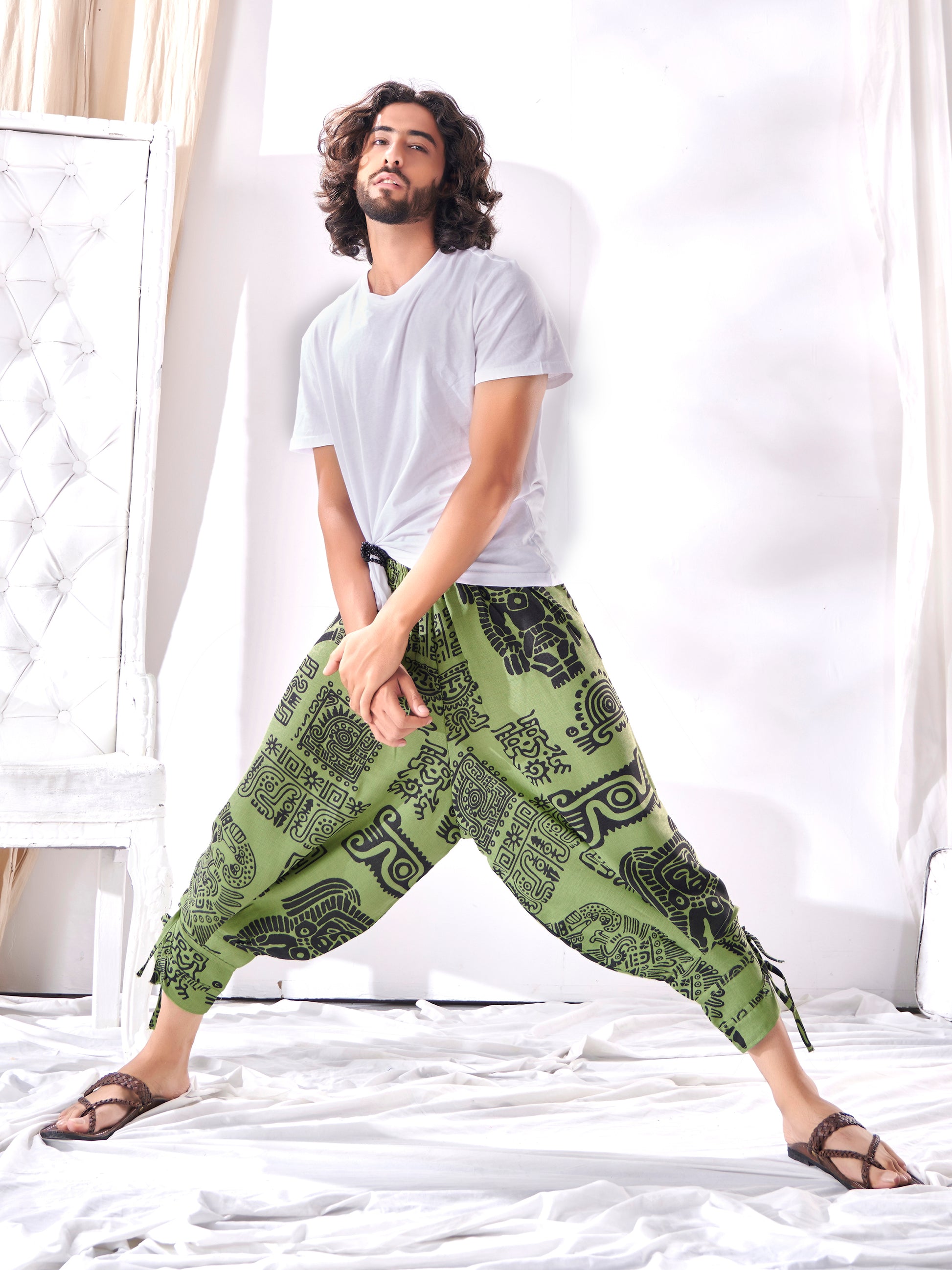 Men's Afghani Arabic Print Bohemian Hippy Harem Pant For Yoga Dance Unisex Travel Track