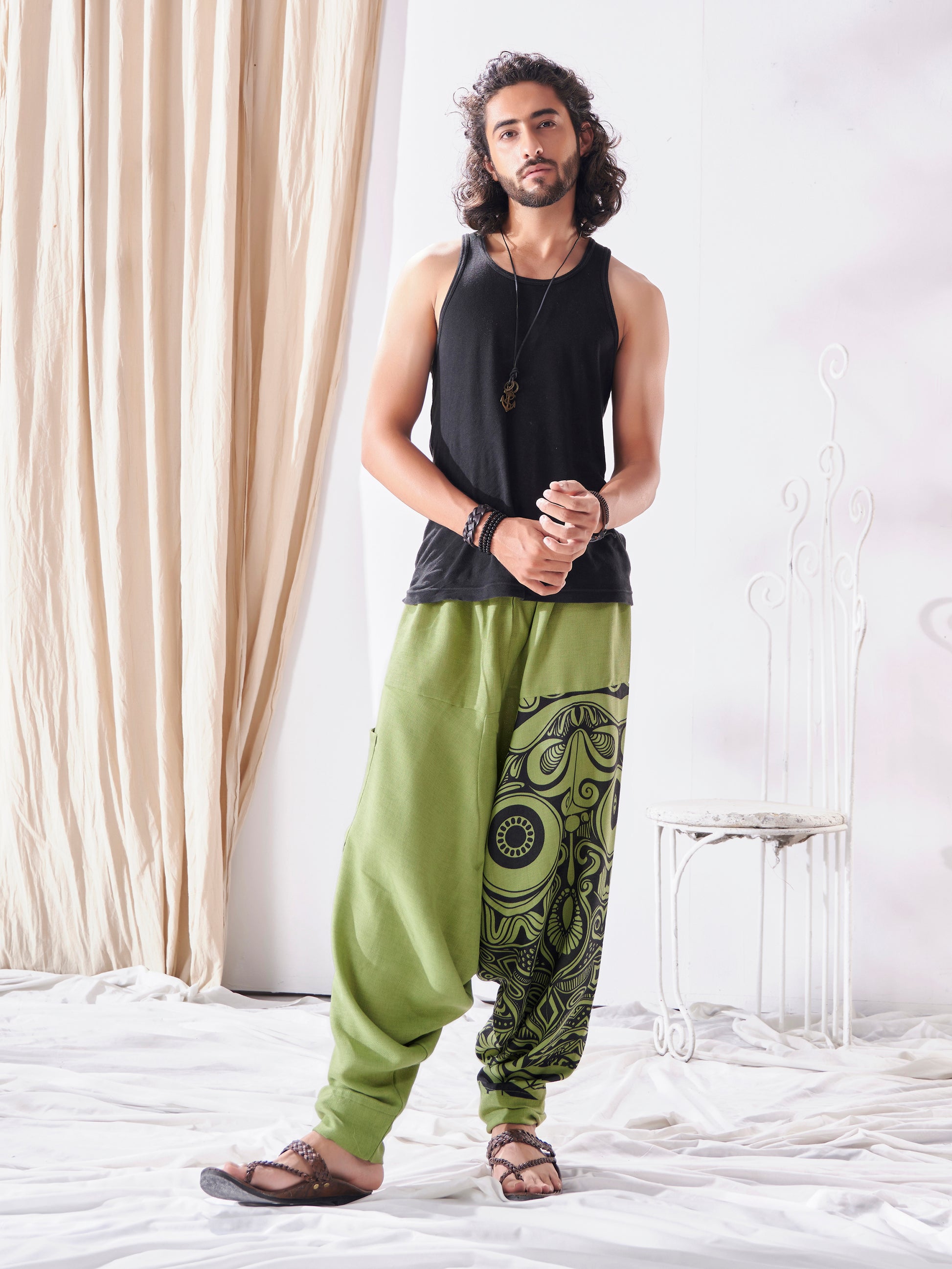 Buy Men's Baggy Gypsy Hippy Boho Harem Pants For Yoga Dance Travel Unisex Track Pant