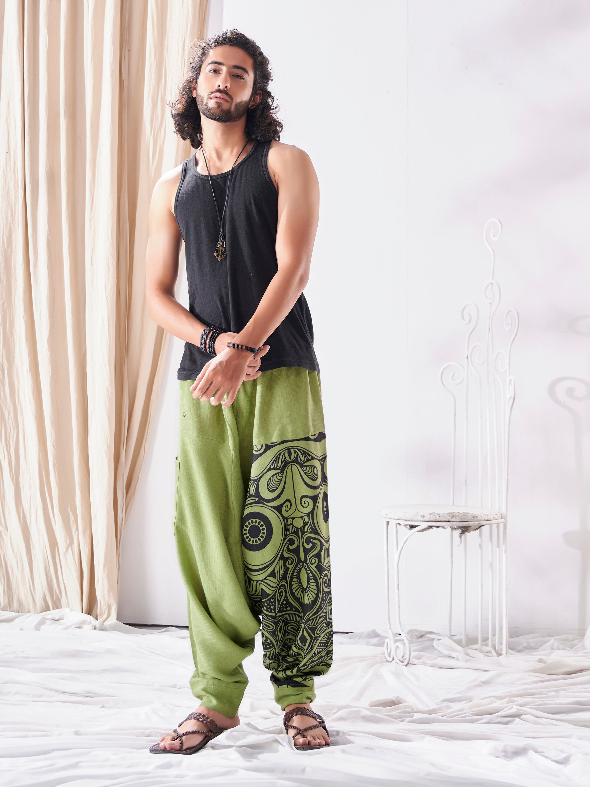 Buy Men's Baggy Gypsy Hippy Boho Harem Pants For Yoga Dance Travel Unisex Track Pant