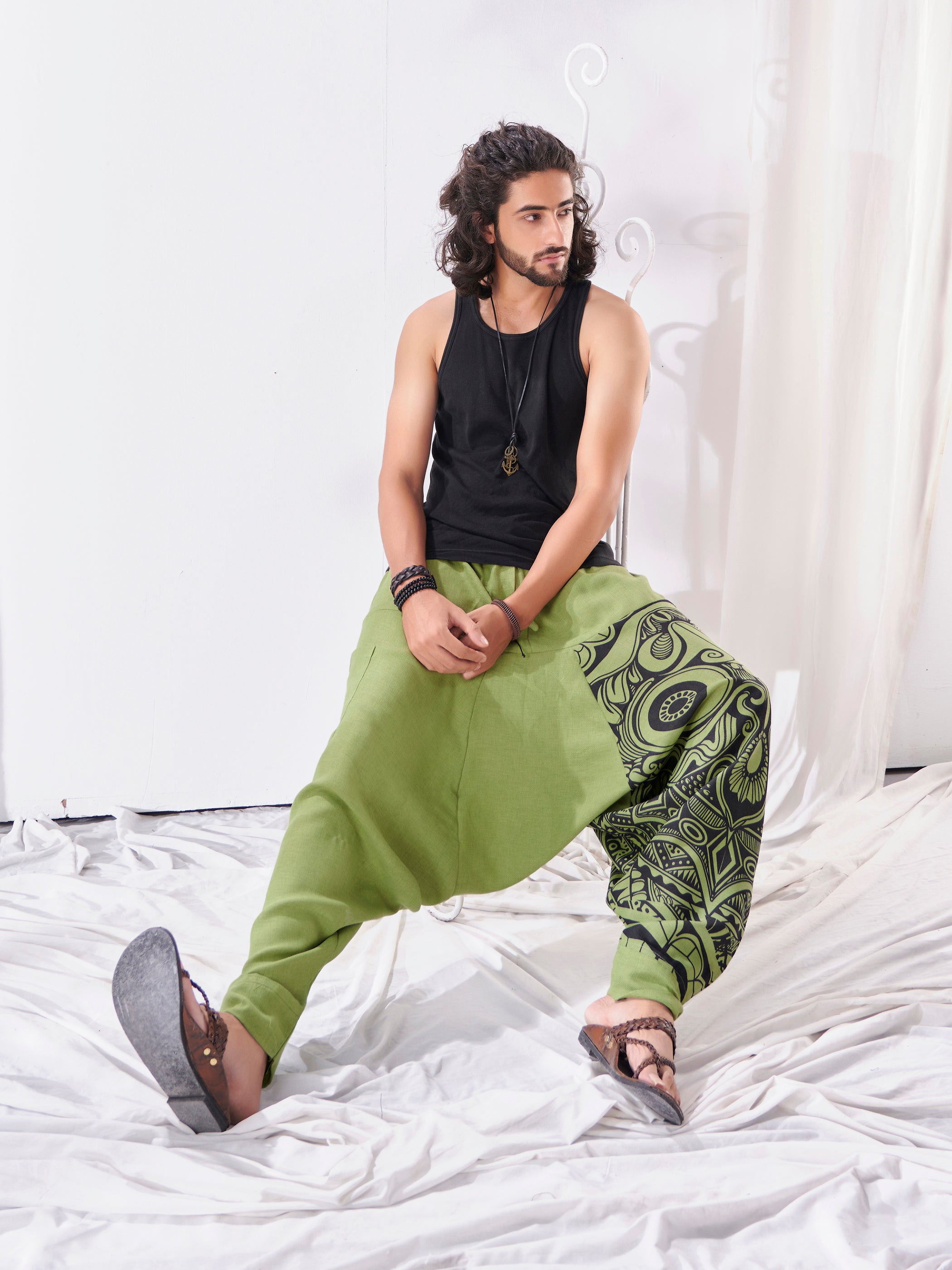 Harem Pants For Men Casual Summer Loose Drawstring Mid Waist Yoga Harem  Pants With Pockets Black - Walmart.com