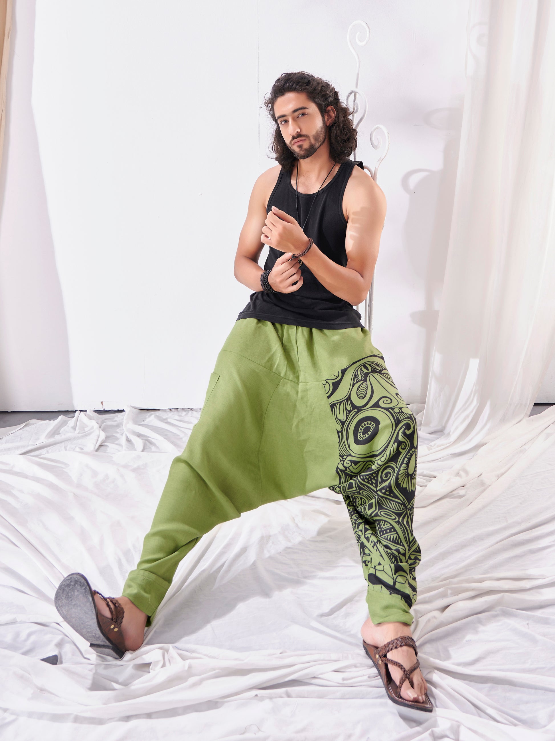 Buy Men's Baggy Gypsy Hippy Boho Harem Pants For Yoga Dance Travel Unisex Track Pant
