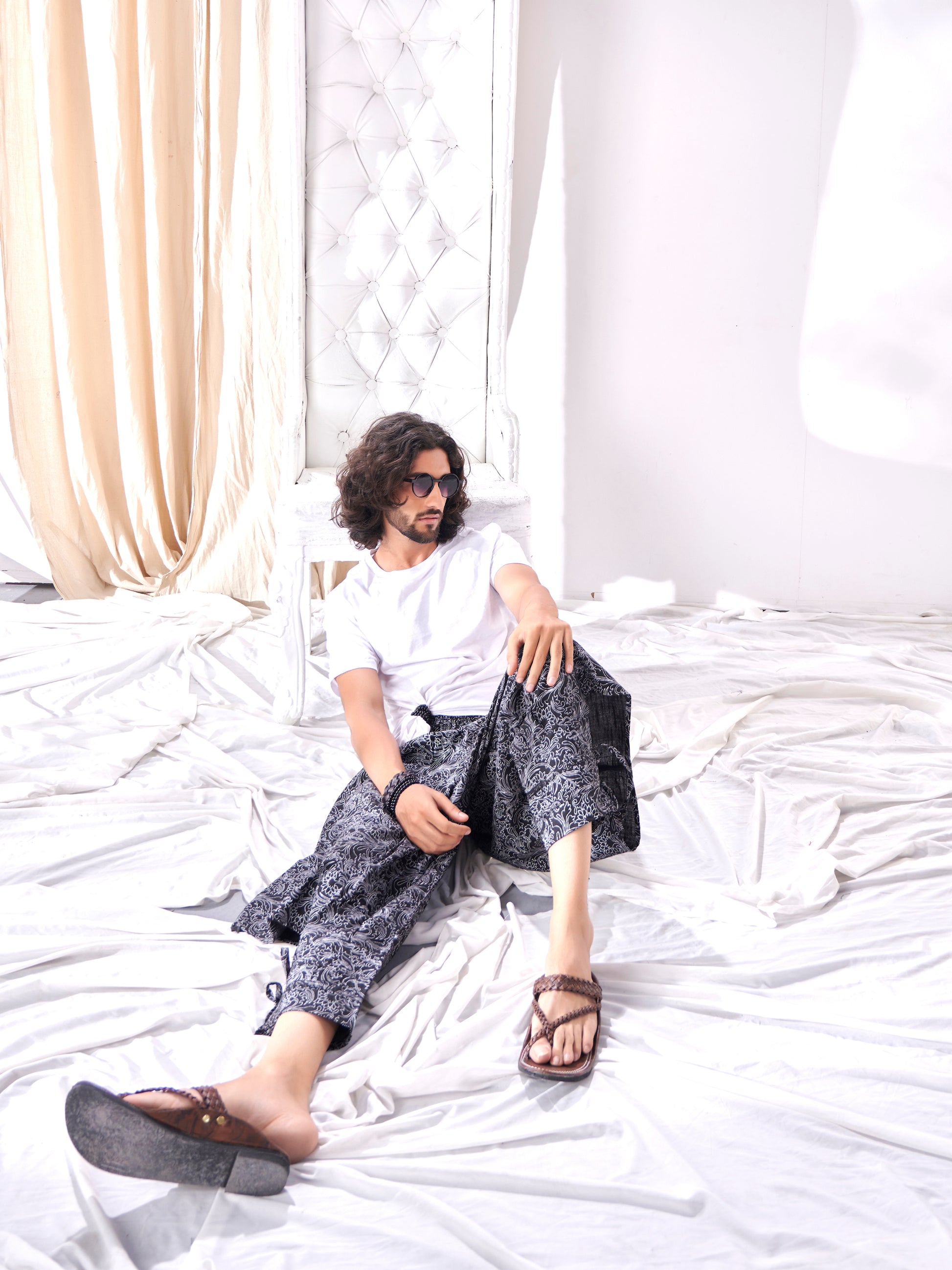 Men's Floral Print Bottom Boho Hippy Harem Pants Unisex Yoga Track Pant