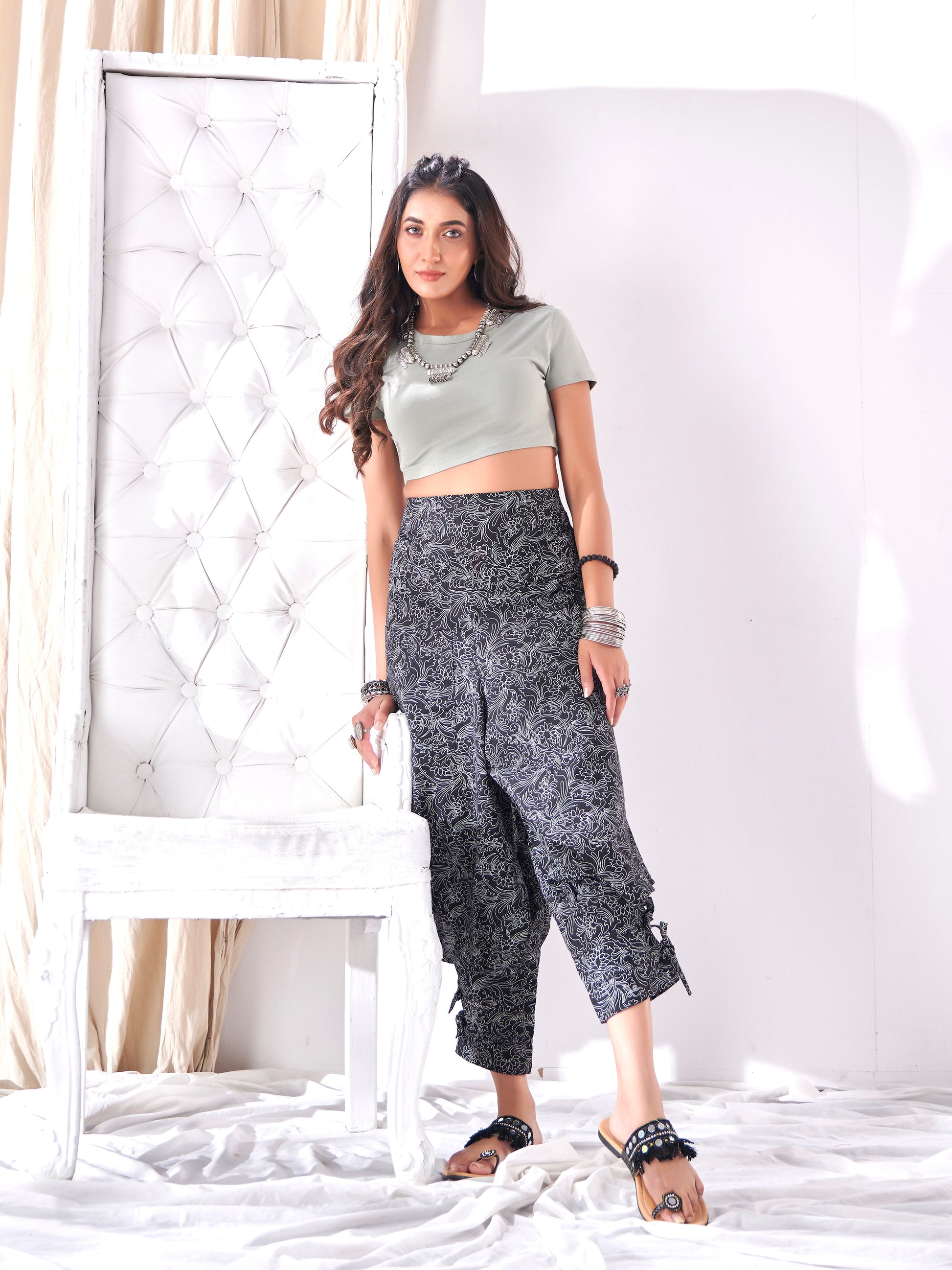 Buy Women's Black Floral Boho Hippy Harem Balloon Pant Unisex Yoga Track Hippie Pant