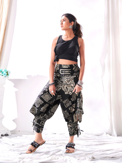 Women's Tribal Art Print Genie Hippy Looks Harem Pants Unisex Yoga Dance Traveller Track Pant