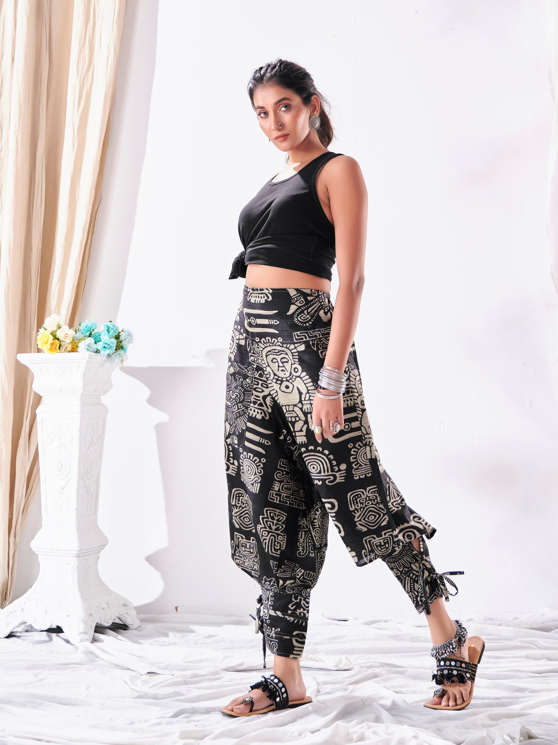 Women's Tribal Art Print Genie Hippy Looks Harem Pants Unisex Yoga Dance Traveller Track Pant