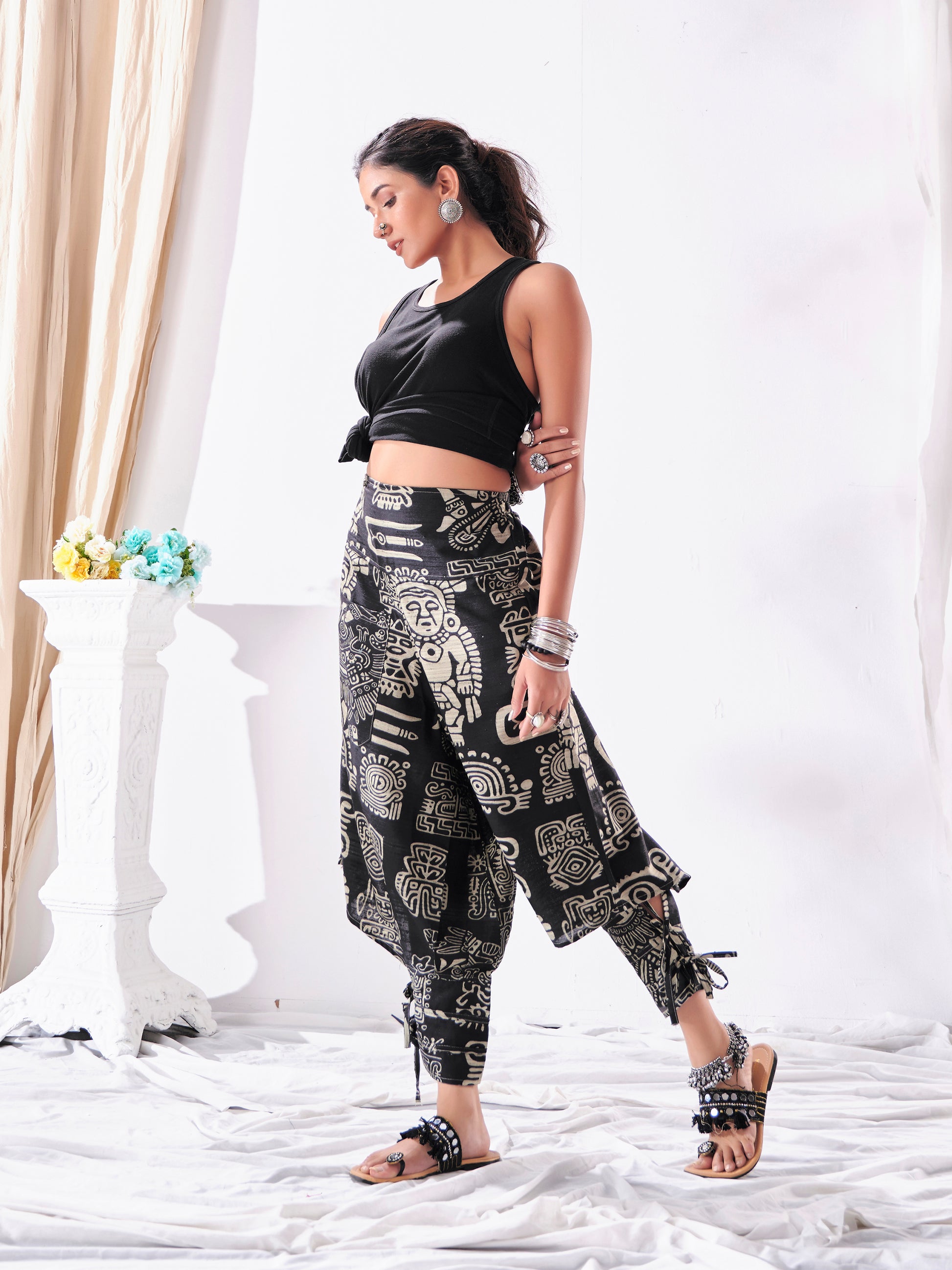 Women's Tribal Art Print Genie Hippy Looks Harem Pants Unisex Yoga Dance Traveller Track Pant