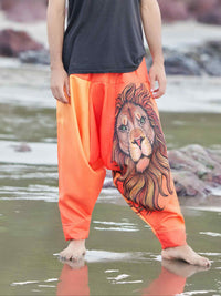 Men's Boho Lion Genie Pants Bohemian Hippy Harem Pants For Dance
