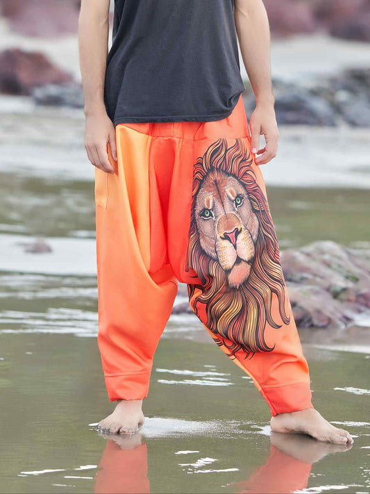 Buy Men's Boho Lion Genie Pants Bohemian Hippy Harem Unisex Pants For Dance