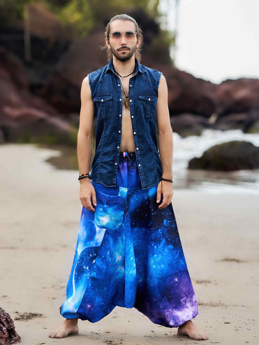 Buy Men's Galactic Print Alibaba Baggy Balloon Harem Pants