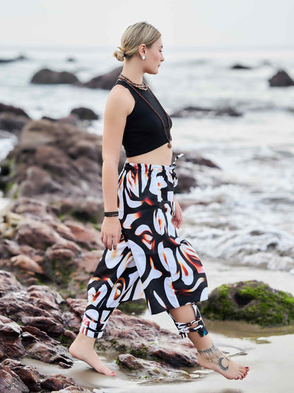 Buy Women's Artistic Black White Vintage Unisex Hippy Harem Pants For Travel Yoga