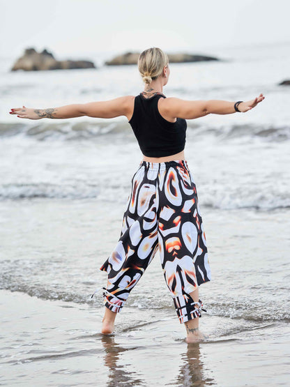 Buy Women's Artistic Black White Vintage Unisex Hippy Harem Pants For Travel Yoga