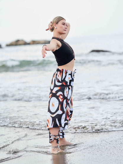 Buy Women's Artistic Black White Vintage Unisex Hippy Harem Pants For Travel Yoga
