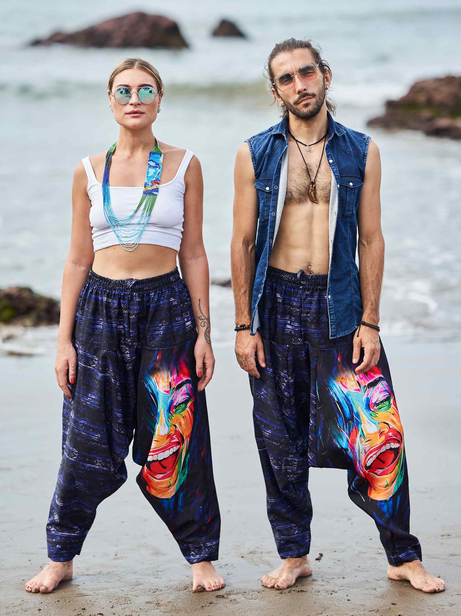 Buy Women's Artistic Paint Print Bohemian Hippy Harem Hammer Pants