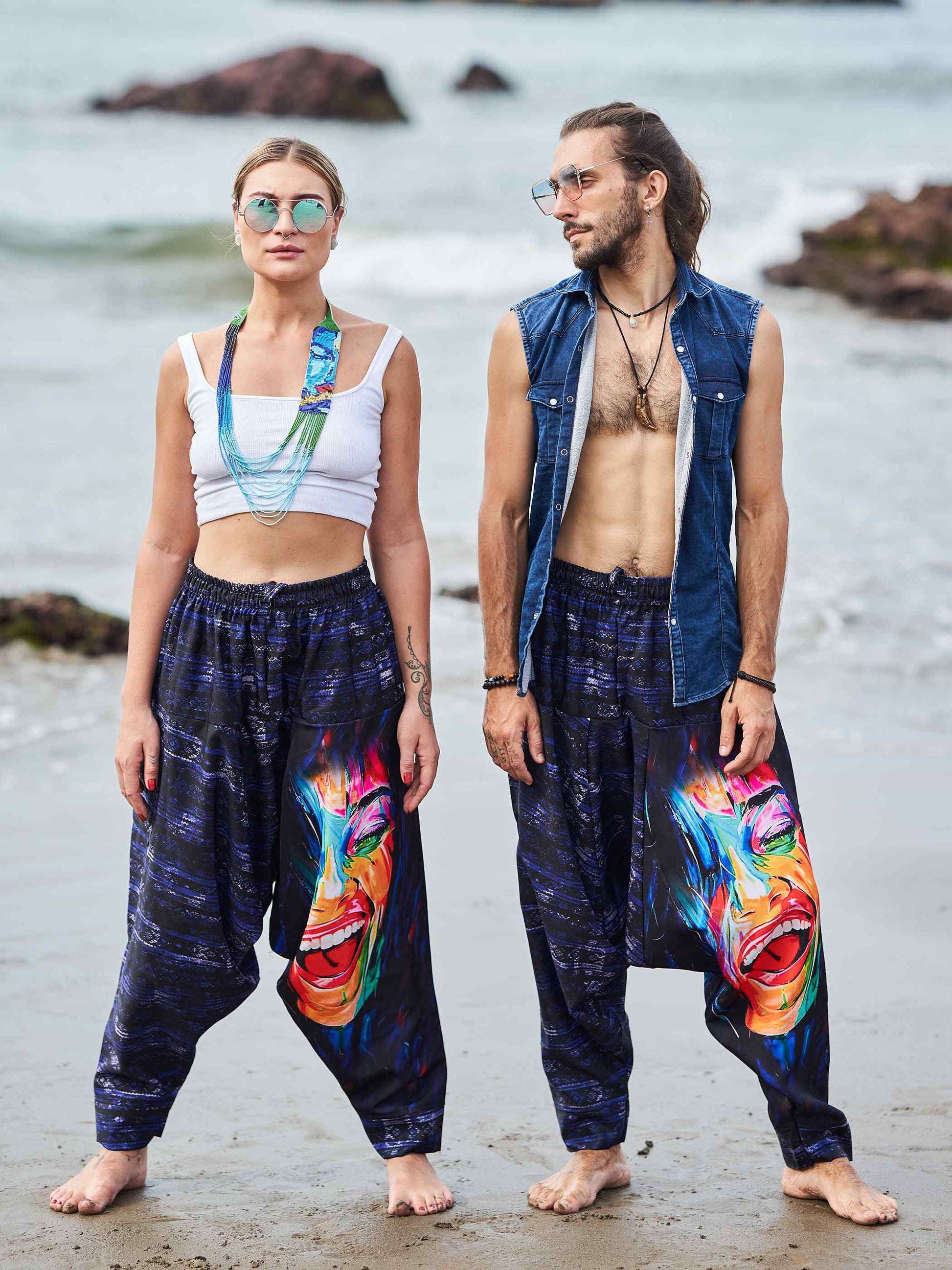 Buy Artistic Paint Print Bohemian Hippy Harem Hammer Pants