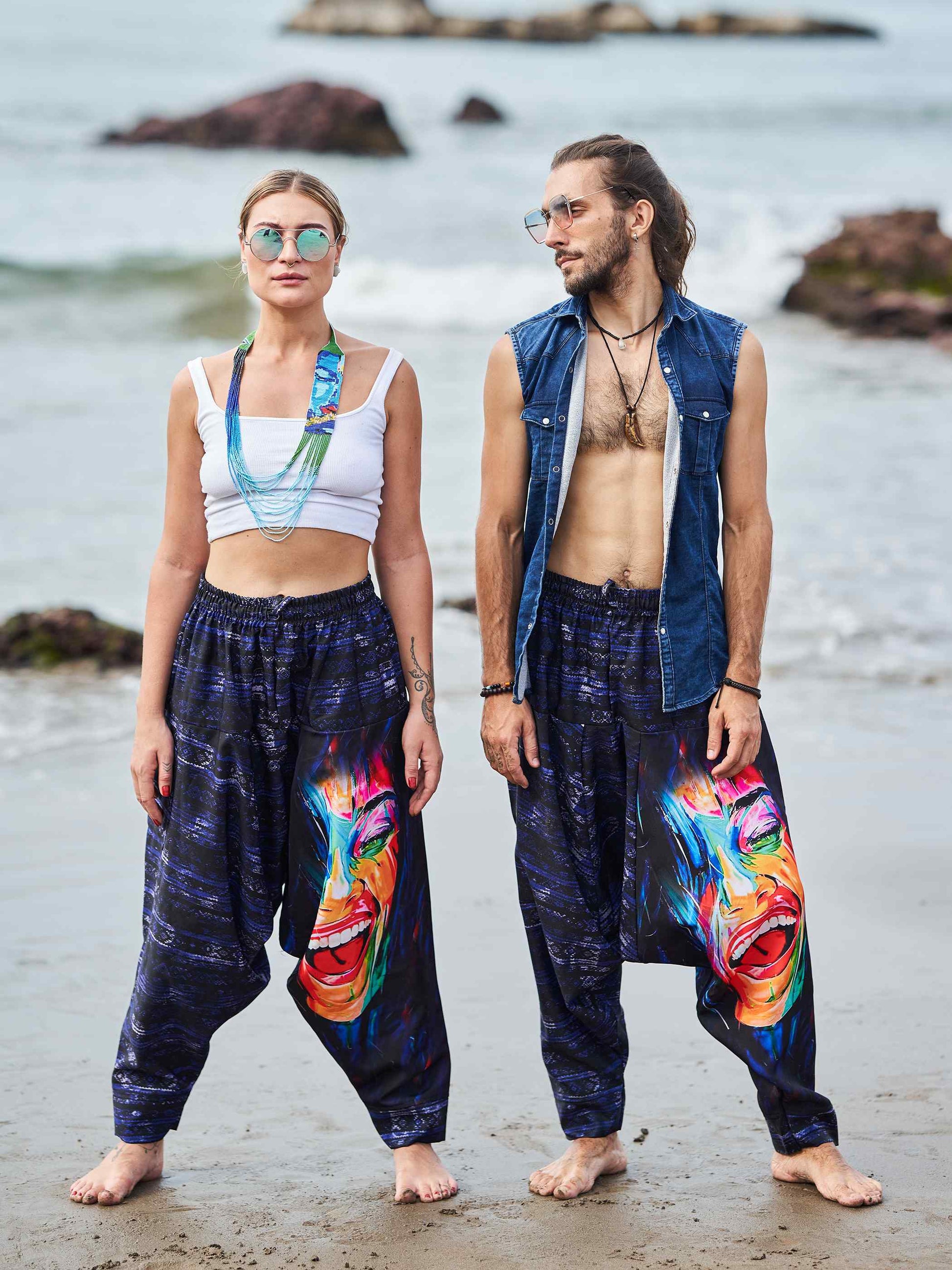 Buy Women's Artistic Paint Print Bohemian Hippy Harem Hammer Pants