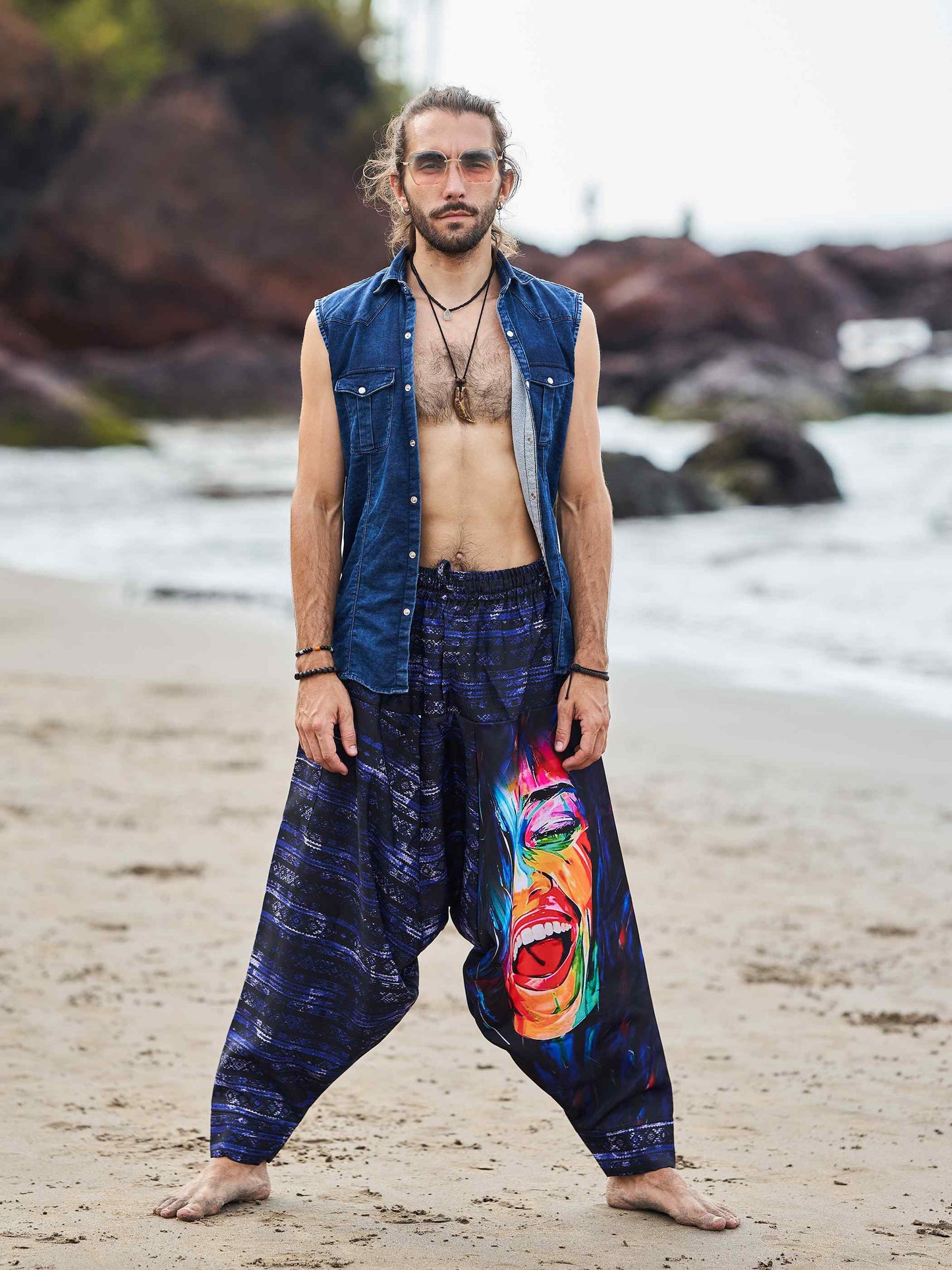 Buy Artistic Paint Print Bohemian Hippy Harem Hammer Pants