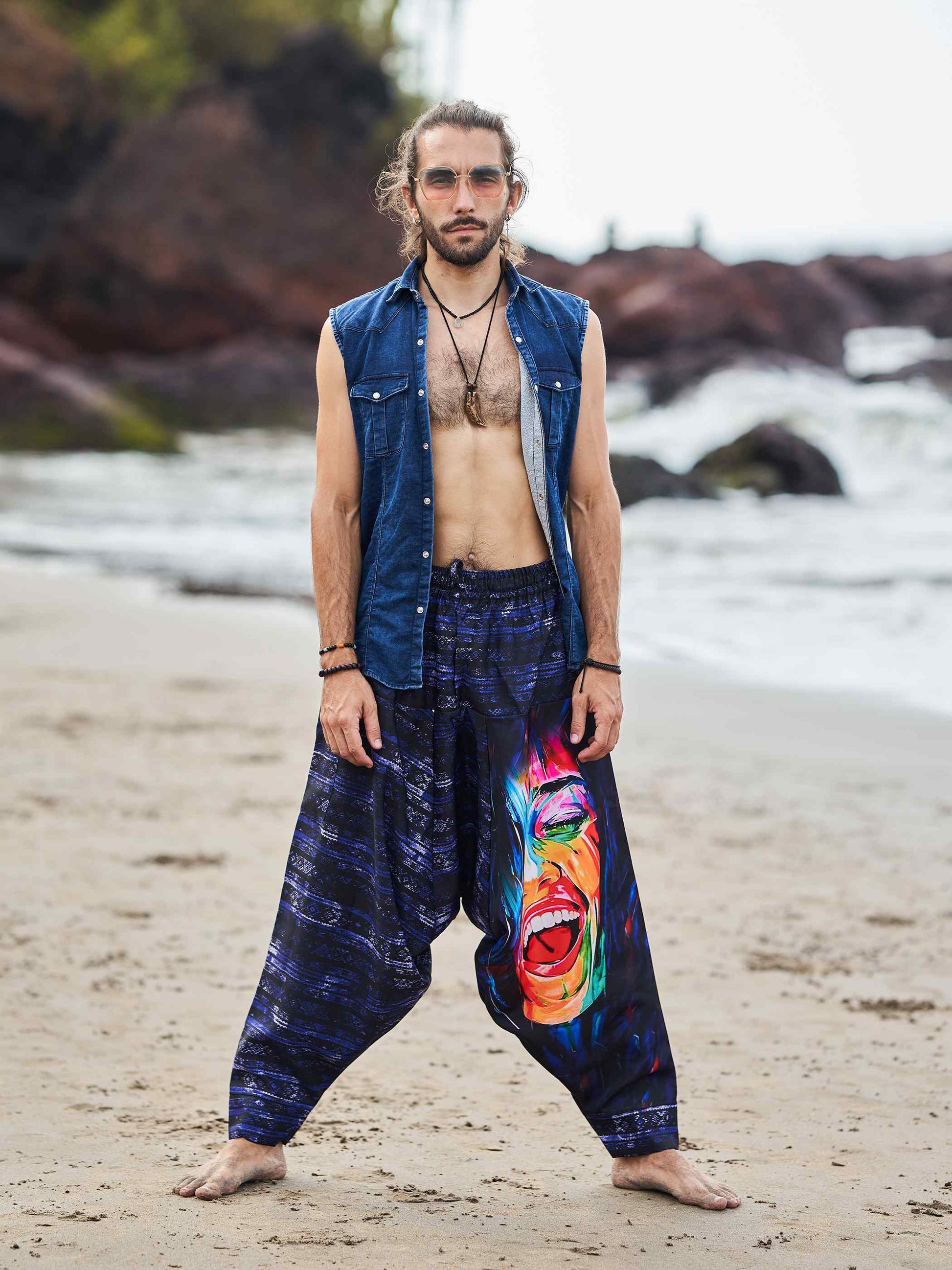 Buy Artistic Paint Print Bohemian Hippy Harem Hammer Pants