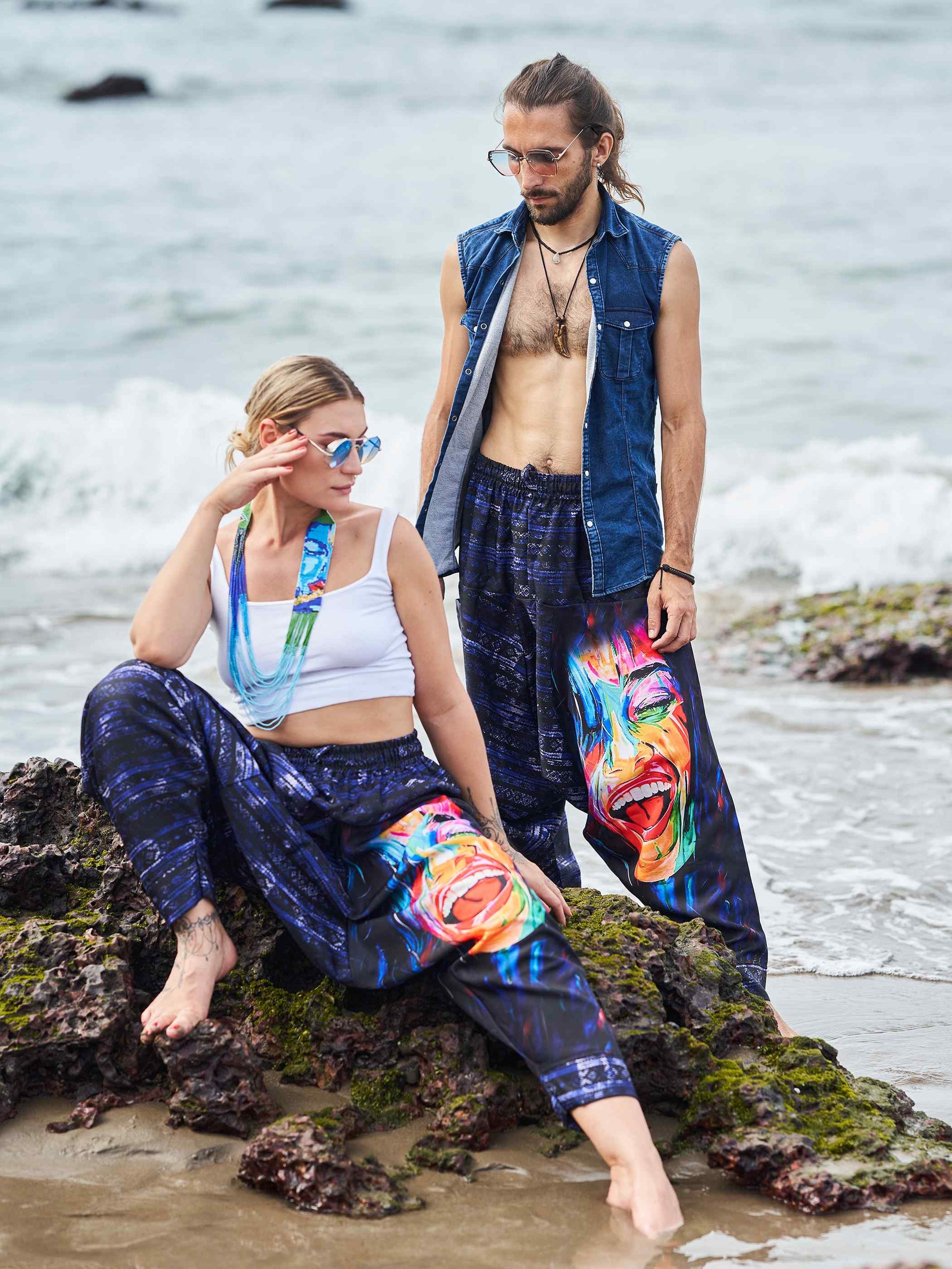 Buy Women's Artistic Paint Print Bohemian Hippy Harem Hammer Pants