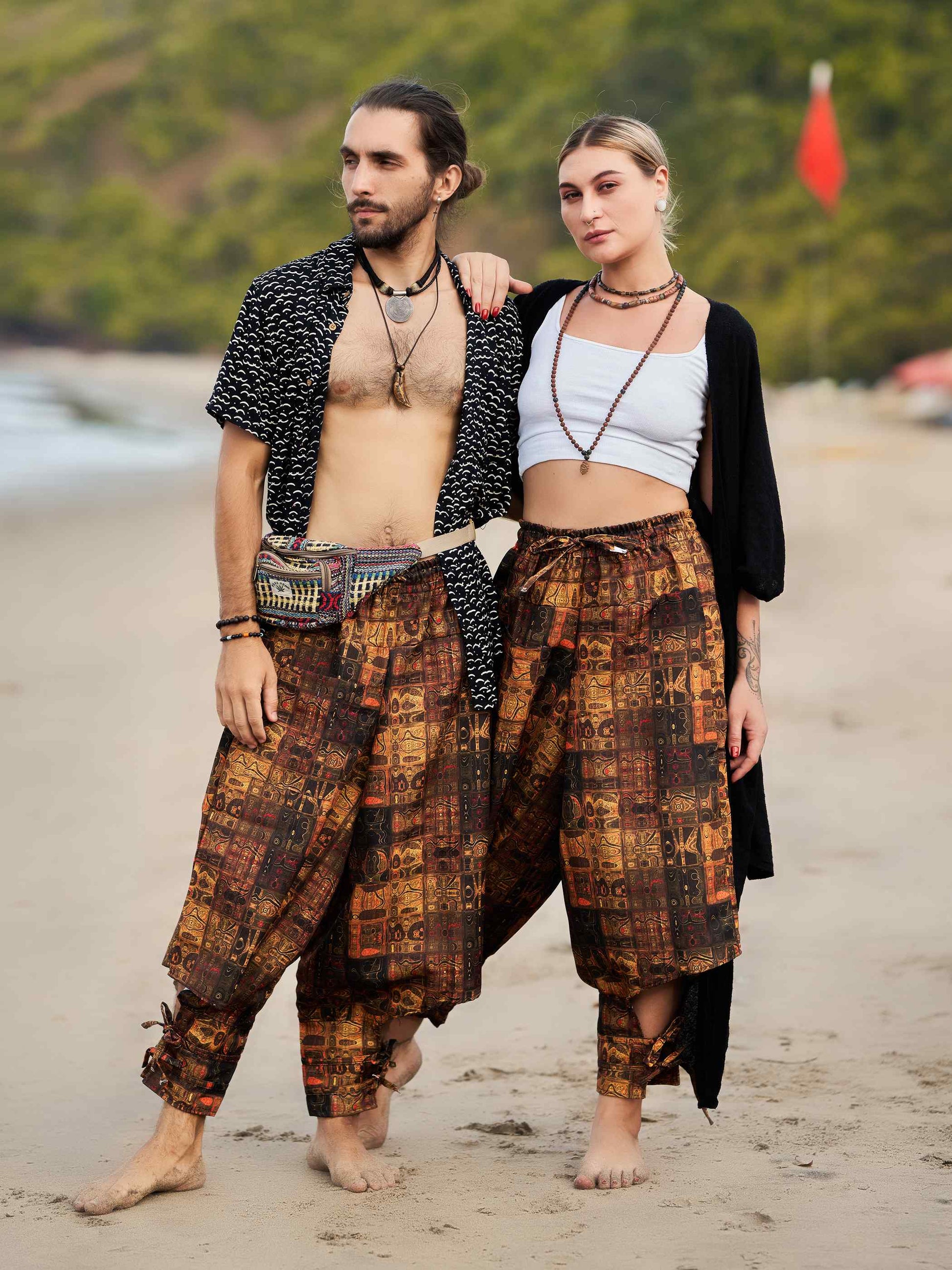 Buy Men's Traditional Vintage Print Hippy Boho Harem Unisex Pants For Travel