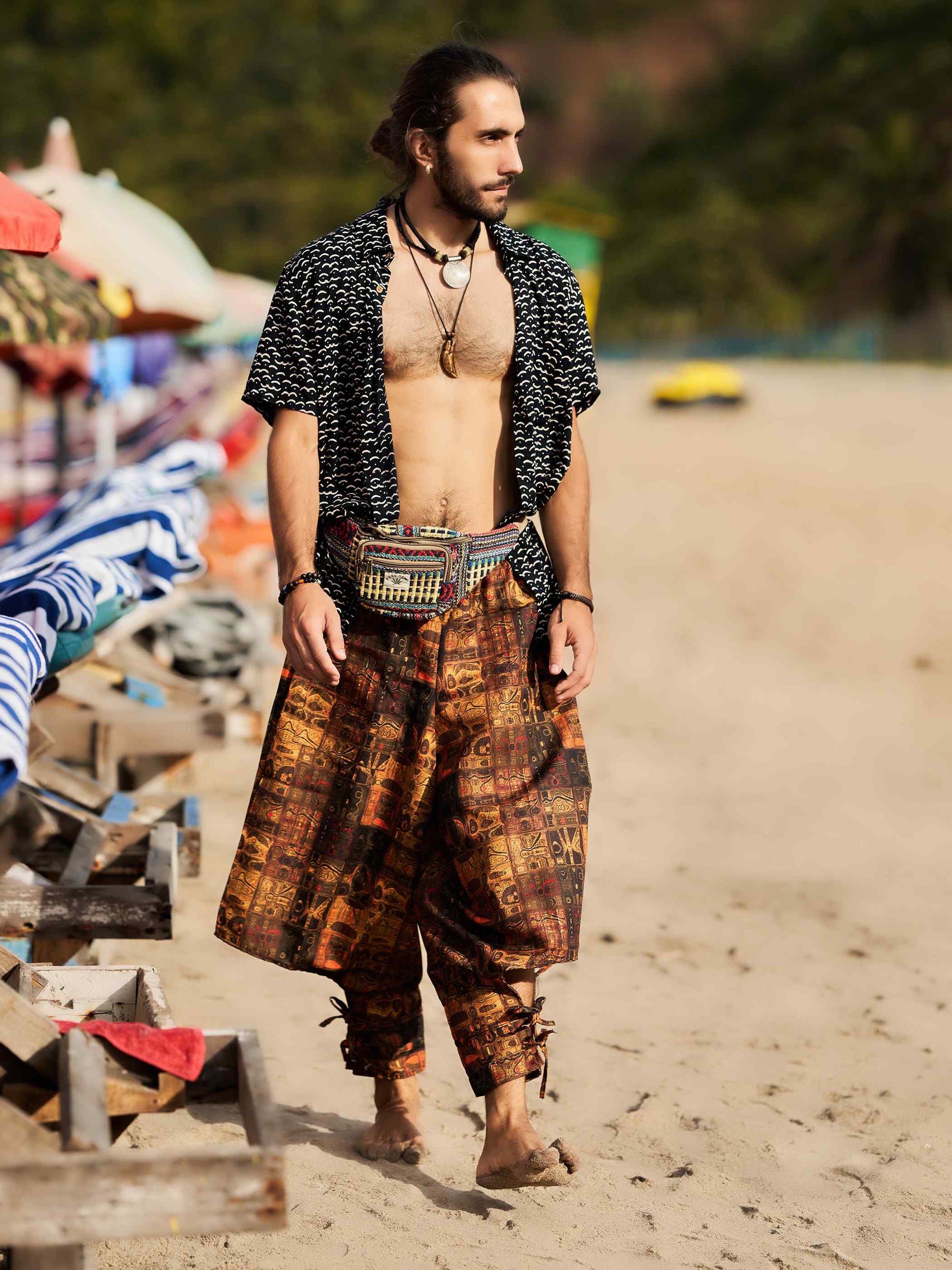 Buy Men's Traditional Vintage Print Hippy Boho Harem Unisex Pants For Travel