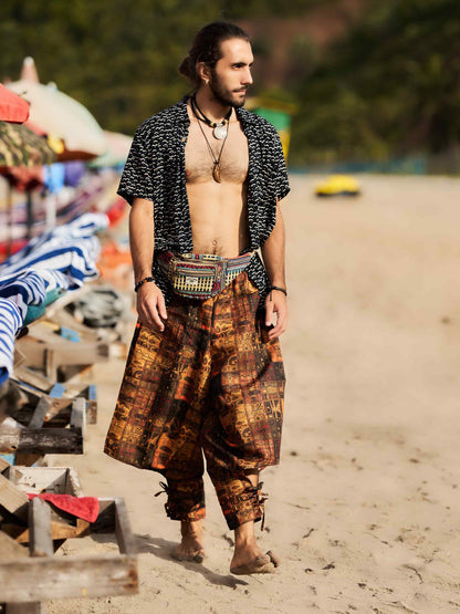 Buy Men's Traditional Vintage Print Hippy Boho Harem Unisex Pants For Travel