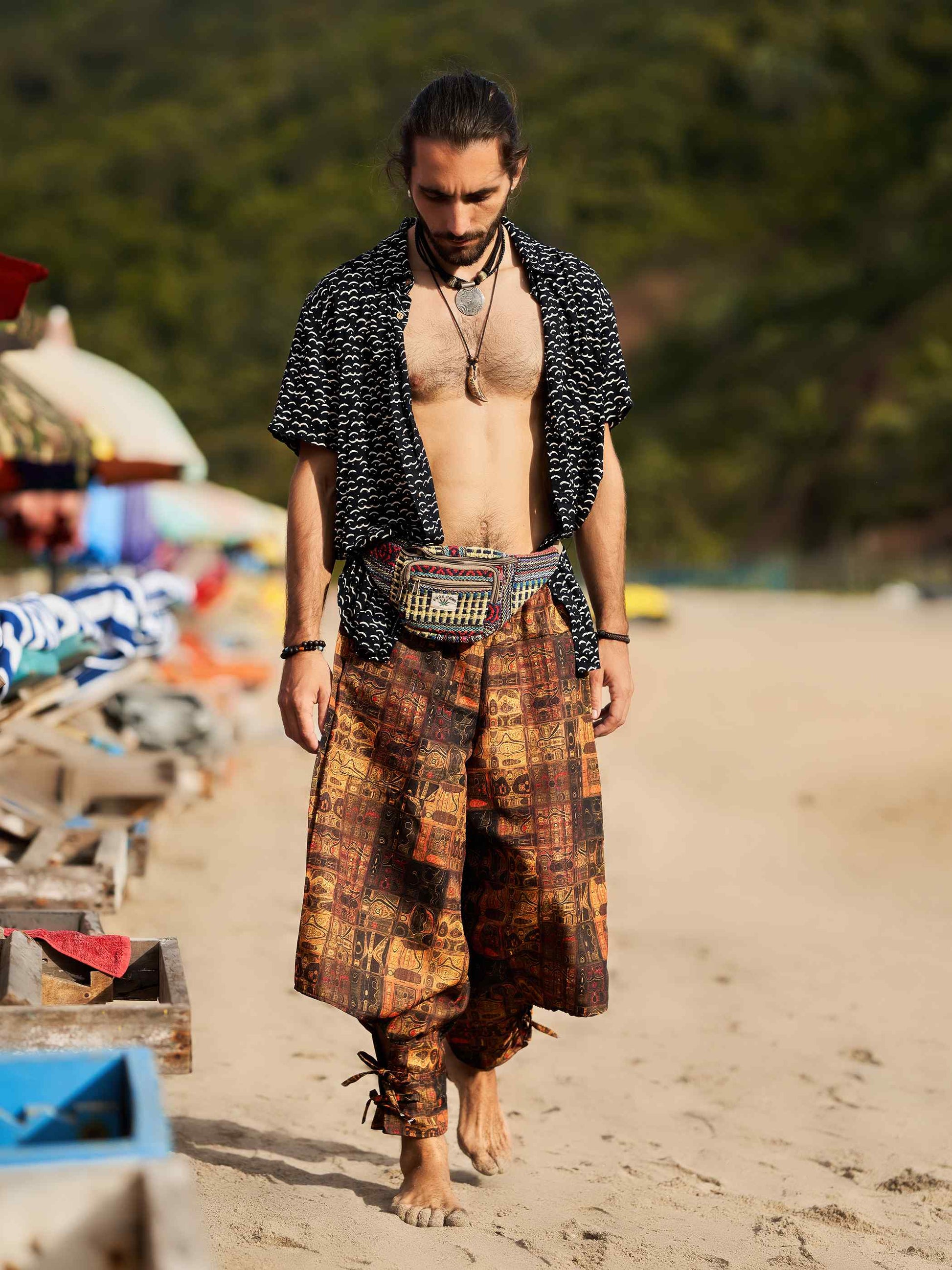 Buy Men's Traditional Vintage Print Hippy Boho Harem Unisex Pants For Travel